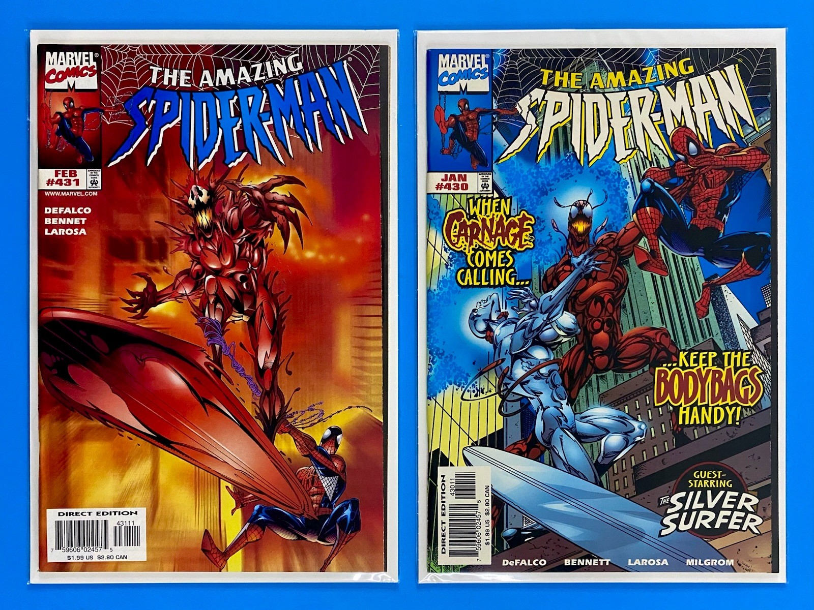 Amazing Spider-Man #430 431 (1998) 1st Cosmic Surfer Carnage NM/NM+ Lot Of (2)🔥