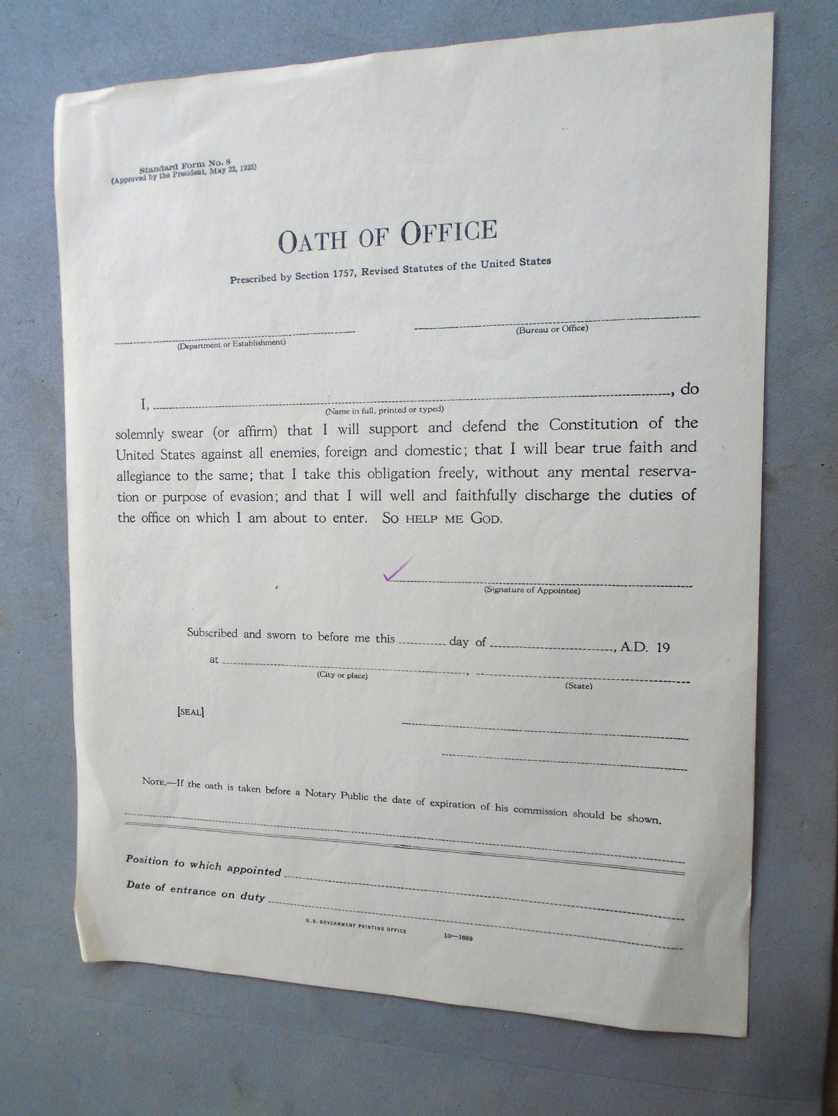 Office of price control (OPA) Oath of Office