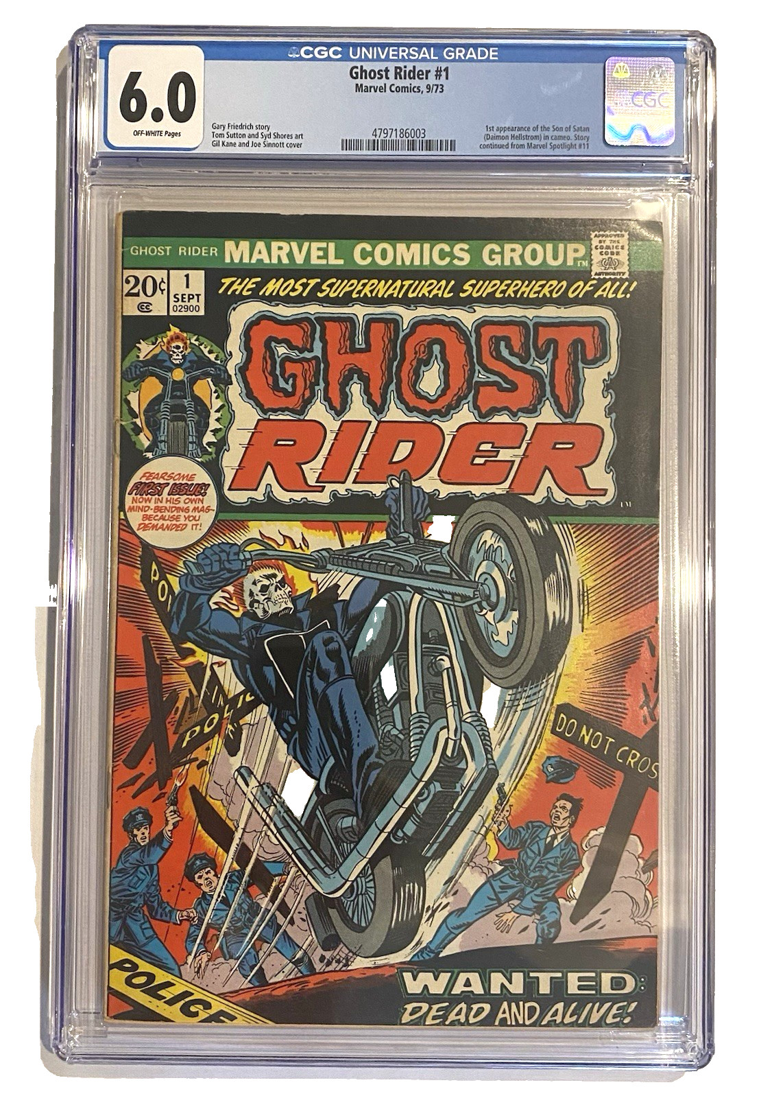 Ghost Rider #1 1973 CGC 6.0 WHITE PAGES Marvel Daimon Hellstrom Blaze NEW CASE