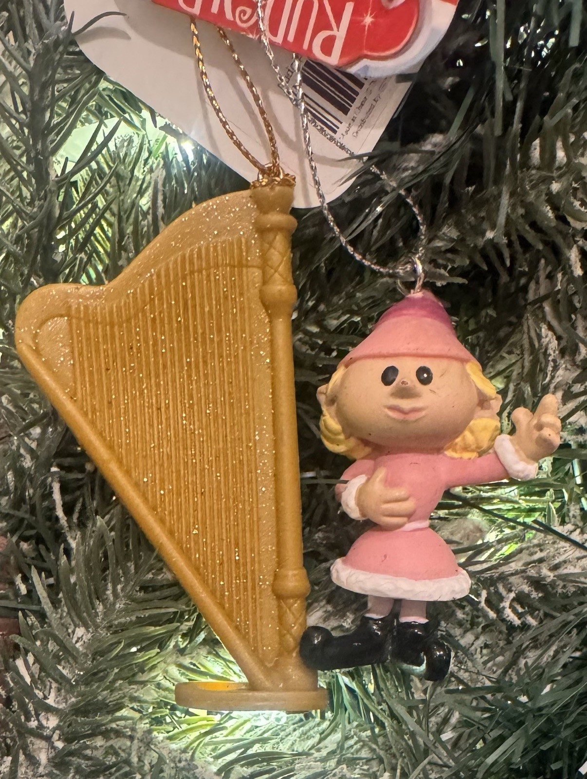 2ct 2026 Girl Elf w Harp🪉 Rudolph Red Nosed Reindeer Christmas Ornament w Tag