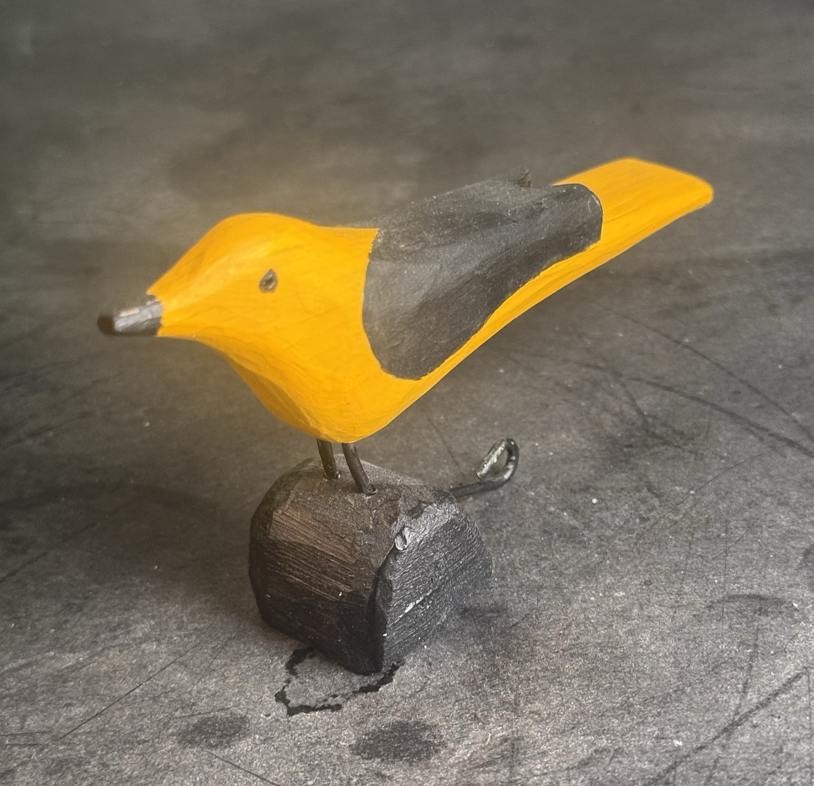 VTG 70s 80s RAZ Sig Hand Carved Wood Goldfinch Bird Mini Figurine Folk Art 4.25\ VTG 70s 80s RAZ Sig Hand Carved Wood Goldfinch Bird Mini Figurine Folk Art 4.25\