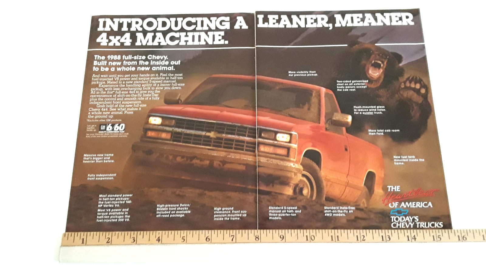 1988 CHEVROLET 4X4 TRUCK  ORIGINAL 2 PAGE  AD