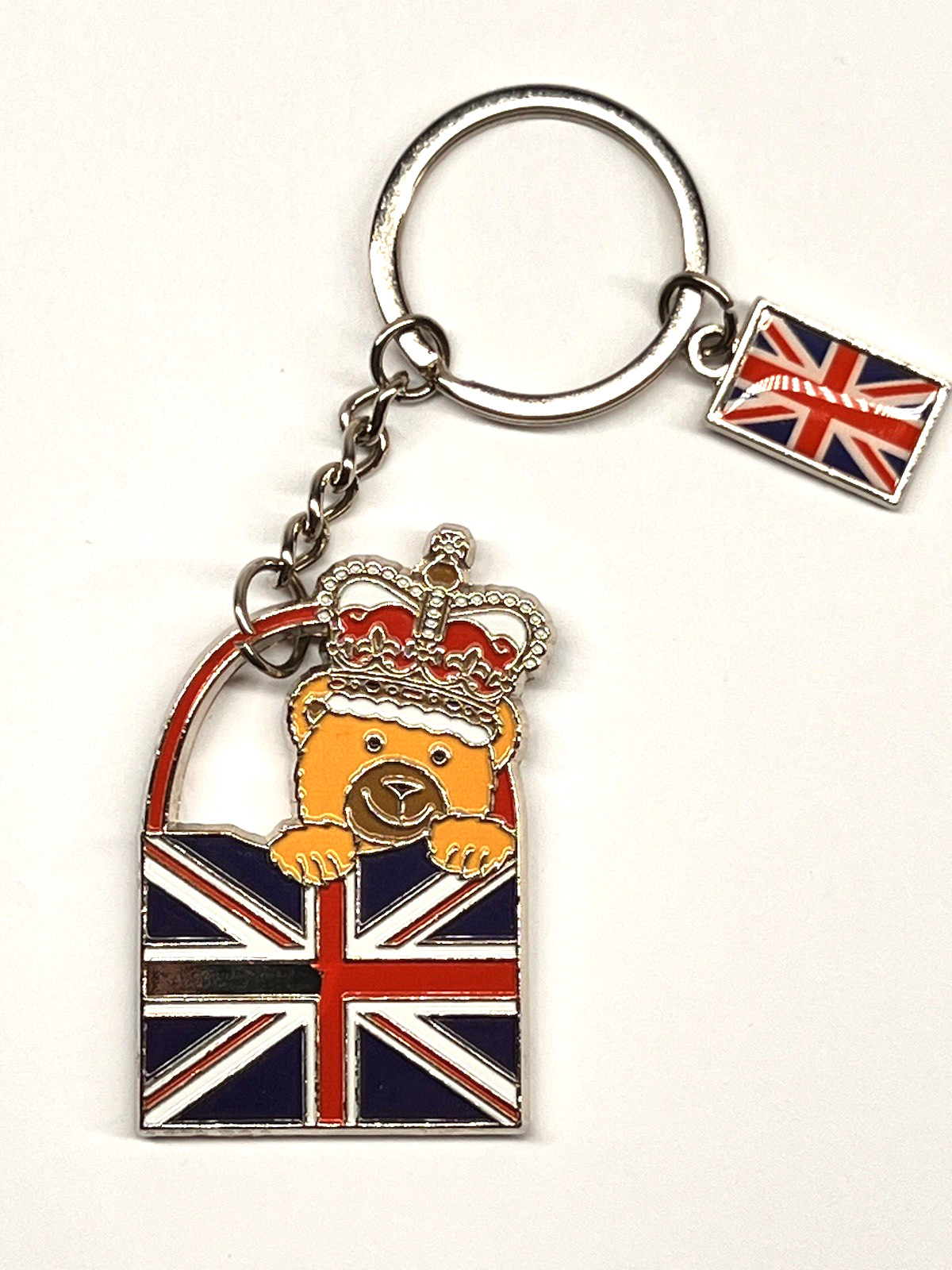 Great Britain Crowned Teddy Bear Union Jack Keychain Royal Heritage