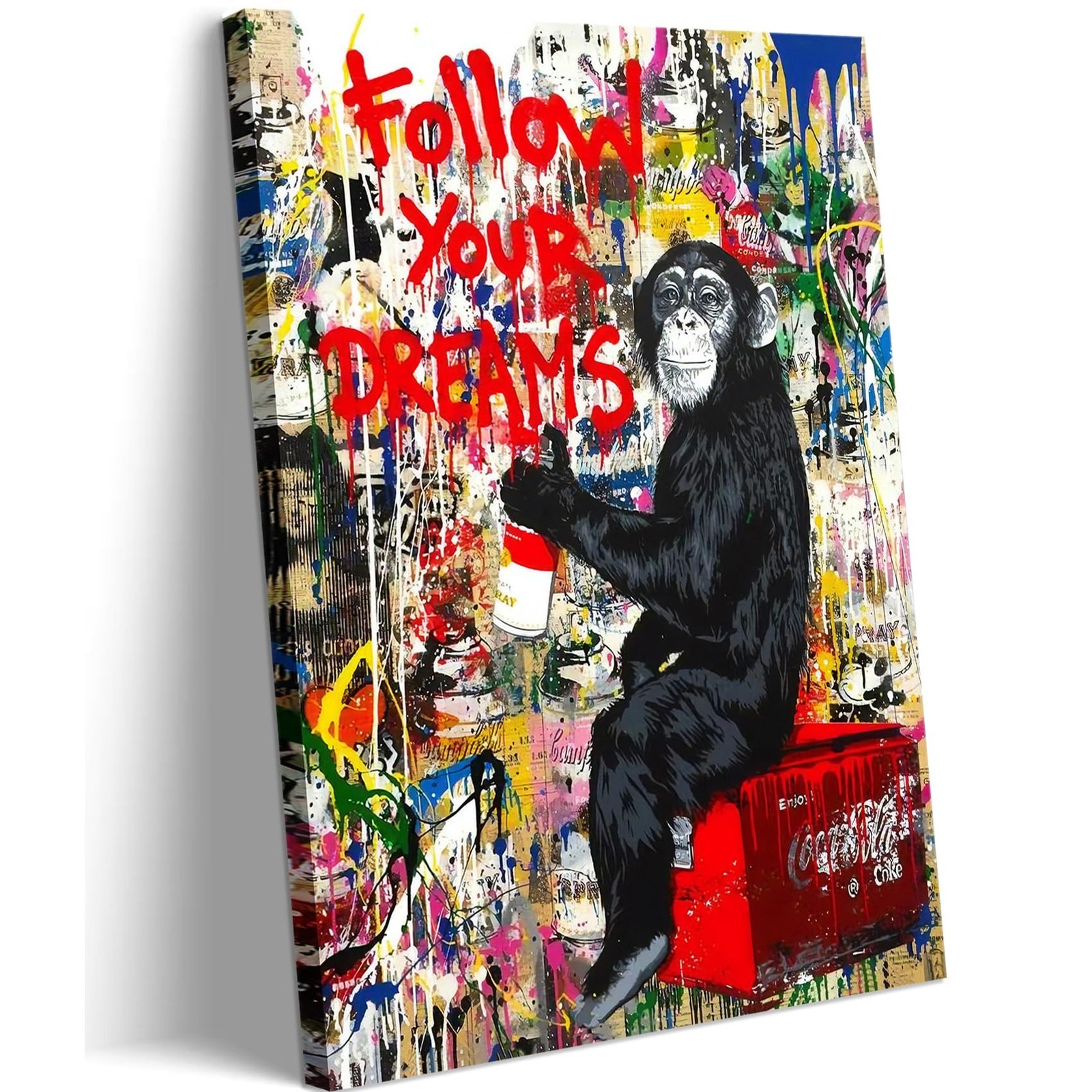 Monkey Street Graffiti Canvas Wall Art Abstract Graffiti Painting Picture Wal...