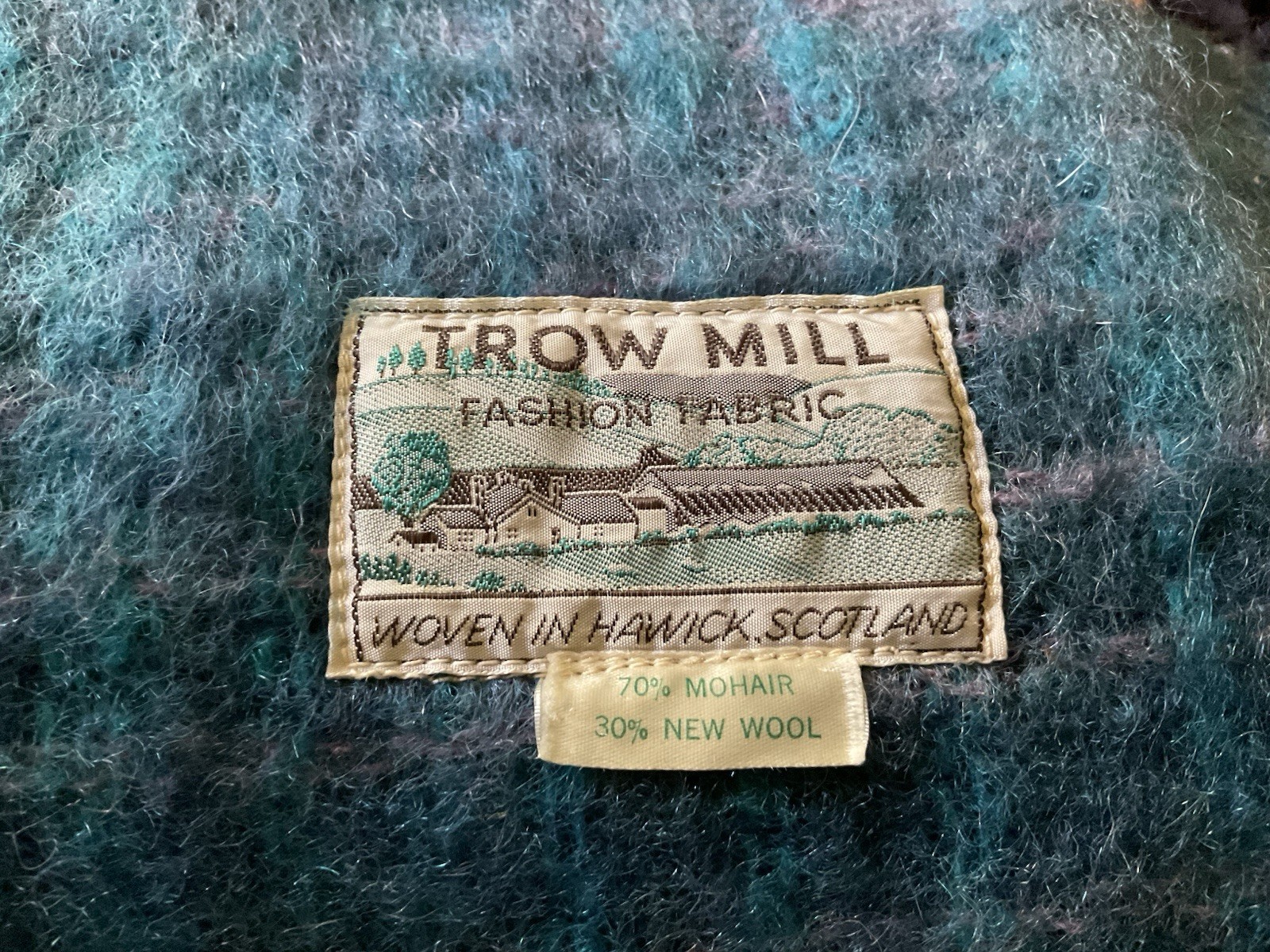 Vintage Mohair & Wool Blanket Trow Mill  Gorgeous Shades Of Blue 50X68”
