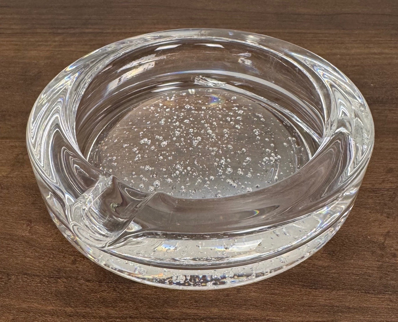Rare Vintage Steuben Crystal Controlled Bubble Ashtray Signed 5” As-Is (READ)