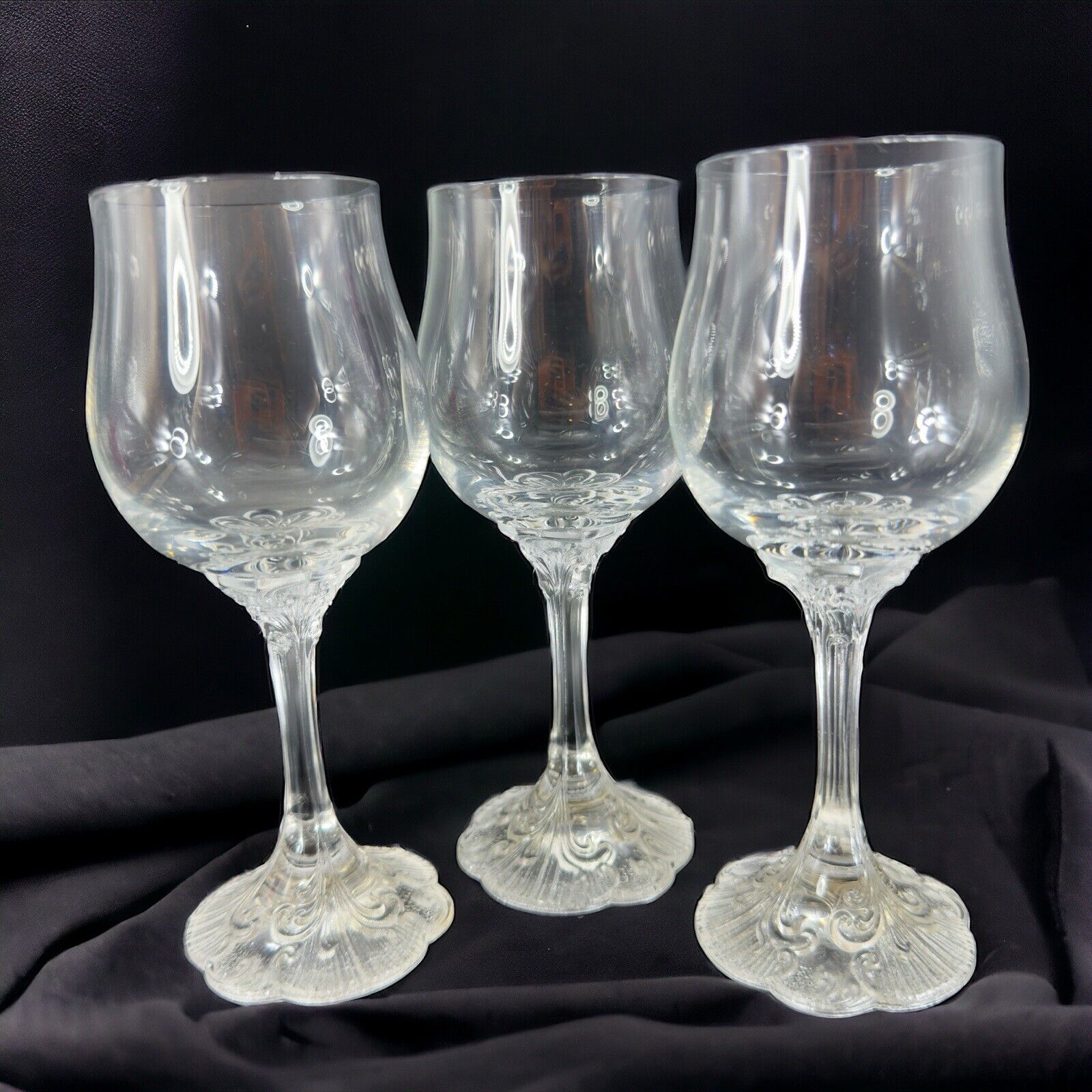 Rosenthal Monbijou Classic Rose Drinking Clear Crystal Water Goblet Glass Set 3