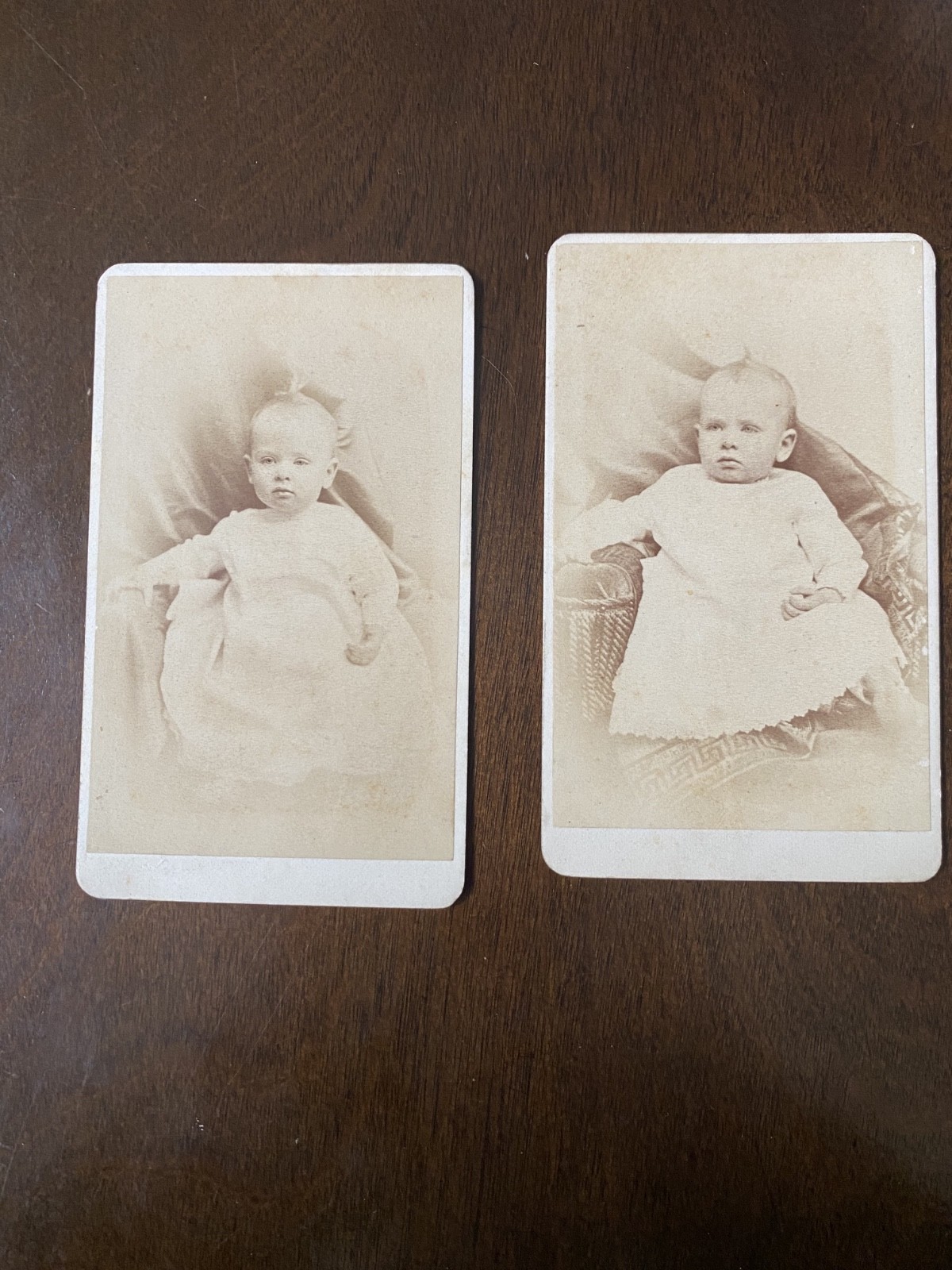 2 Antique Hidden Mother Baby CDV Photos Visible Fingers  Scholten St Louis 1870s