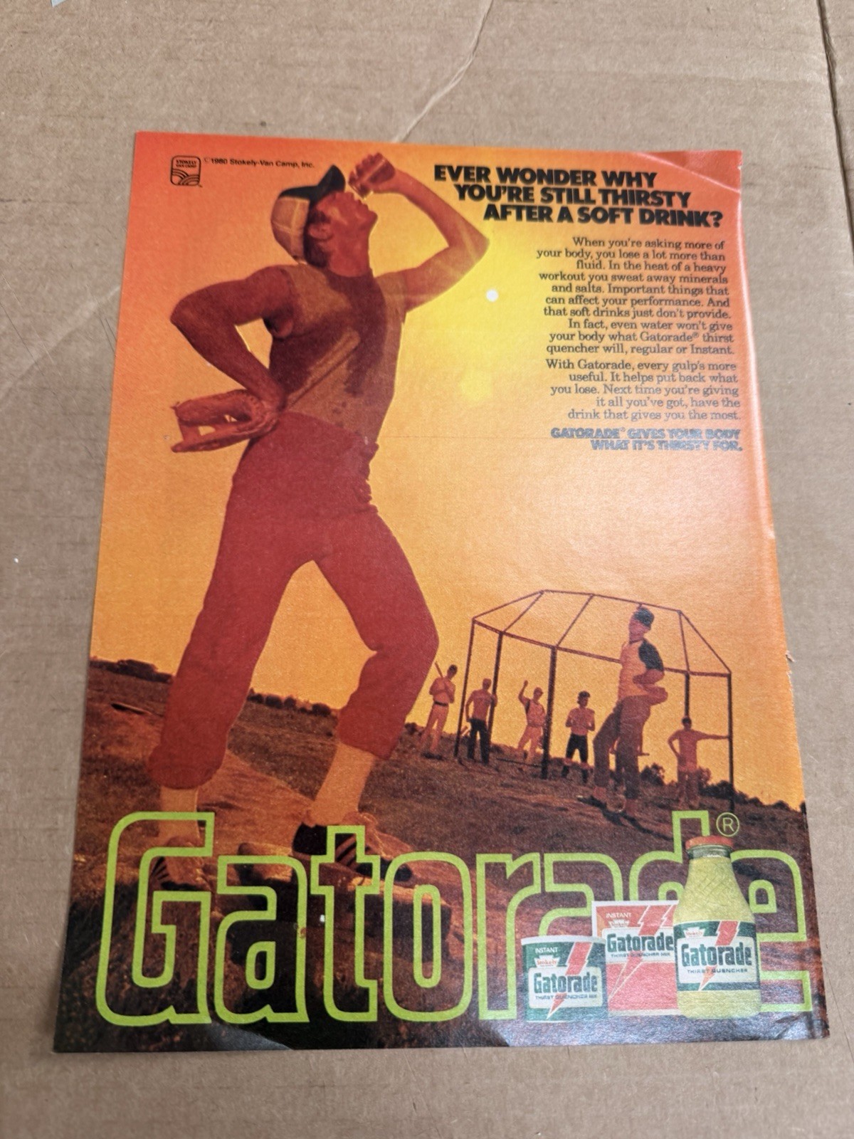 RARE Vintage Stokely GATORADE Print Ad  Promo Art PRE-Michael Jordan