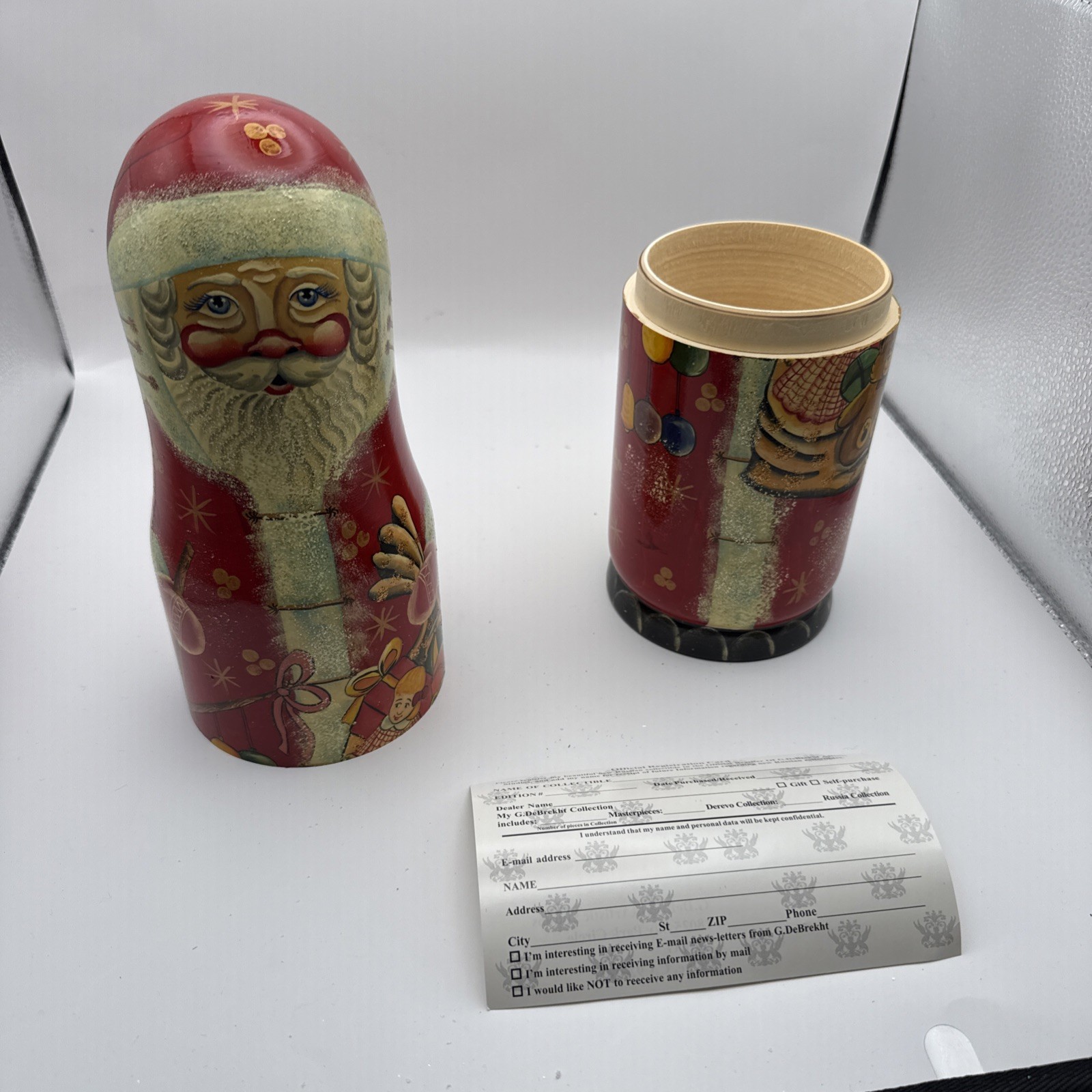 Vintage Russian Wood Hand Painted Christmas SANTA Bottle Holder 14.5\