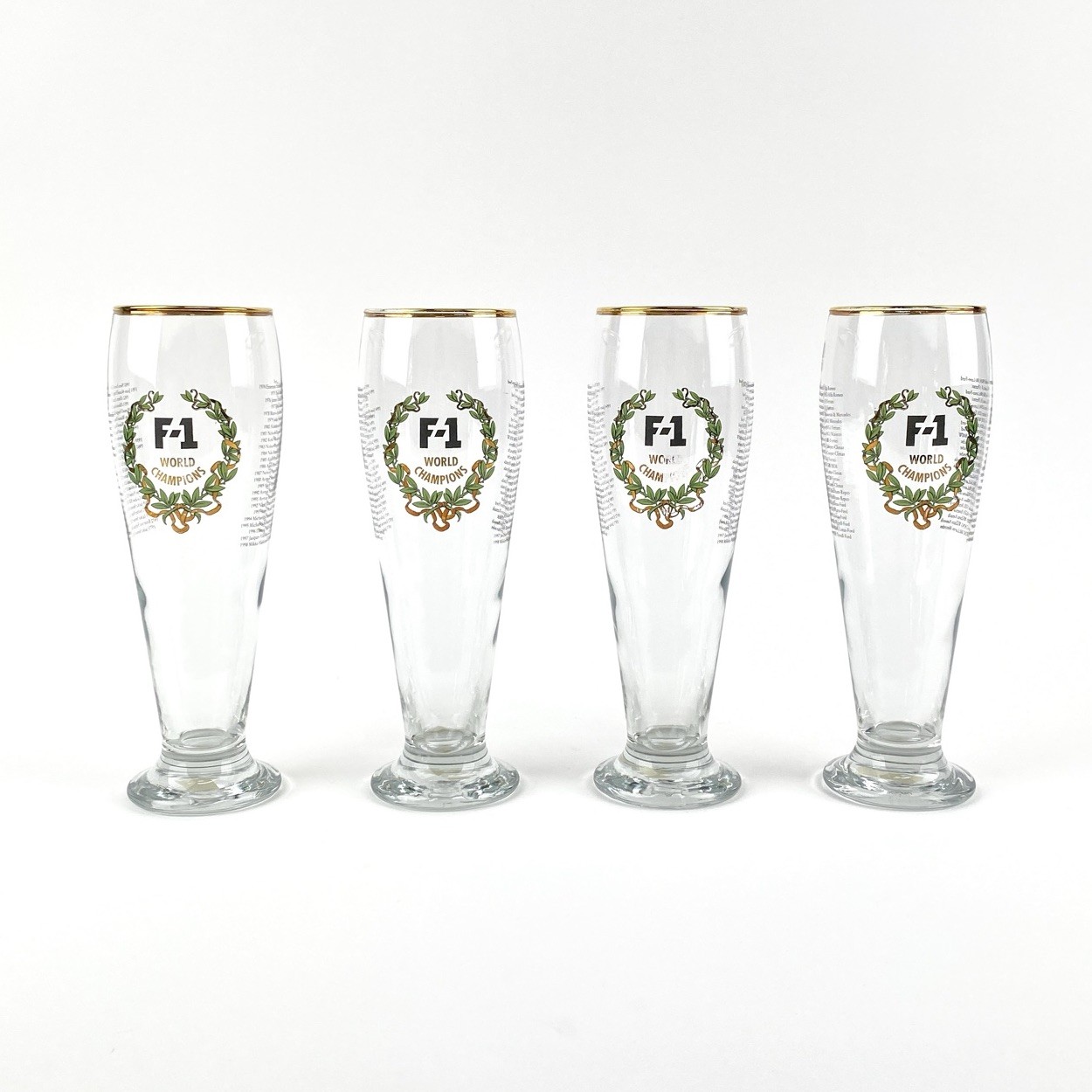 Set of 4 RASTAL Formula One F-1 World Champions Pilsner Beer Glasses 1950-2000
