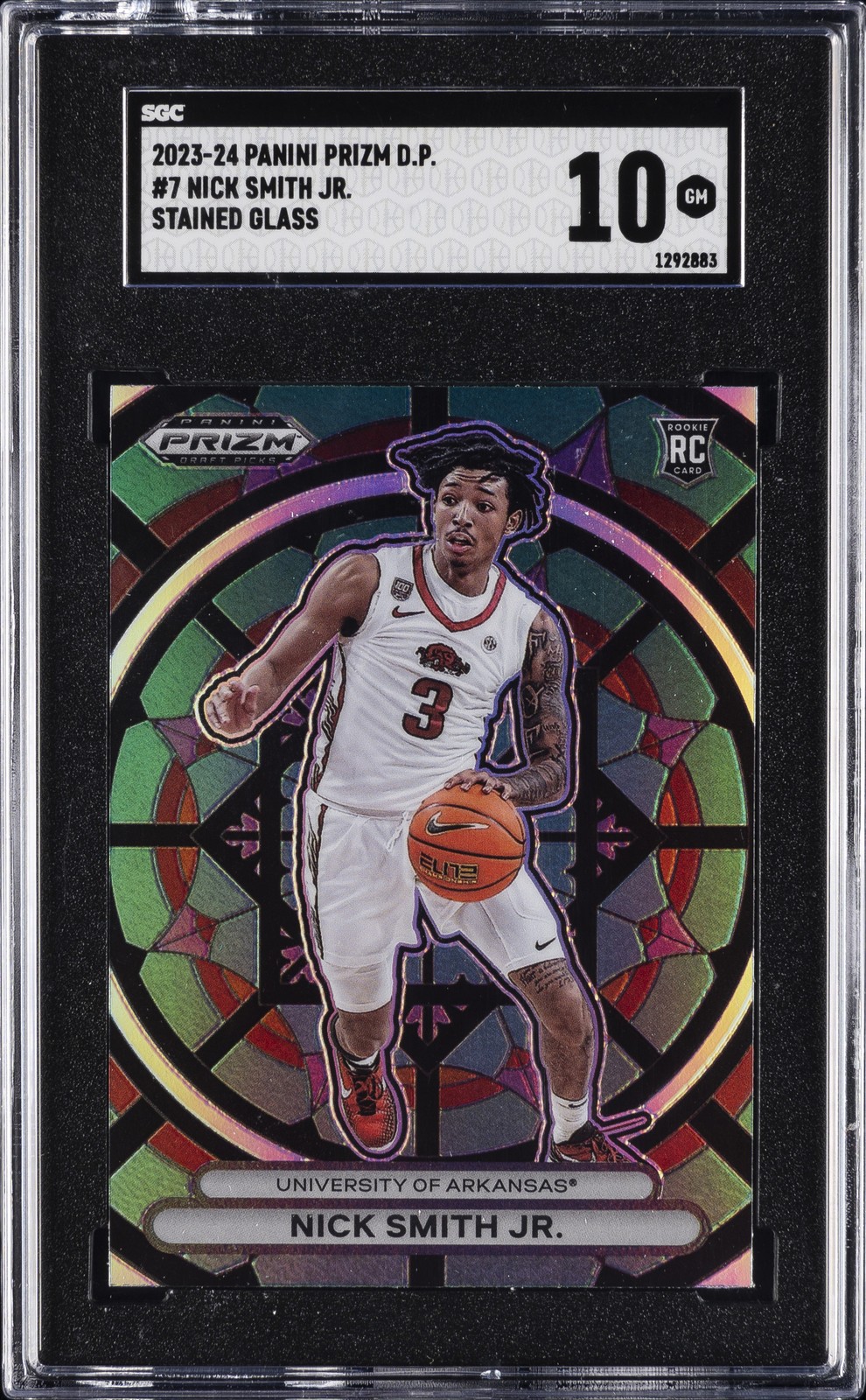 2023-24 PANINI PRIZM D.P. STAINED GLASS #7 NICK SMITH JR. ROOKIE RC SGC 10 GM