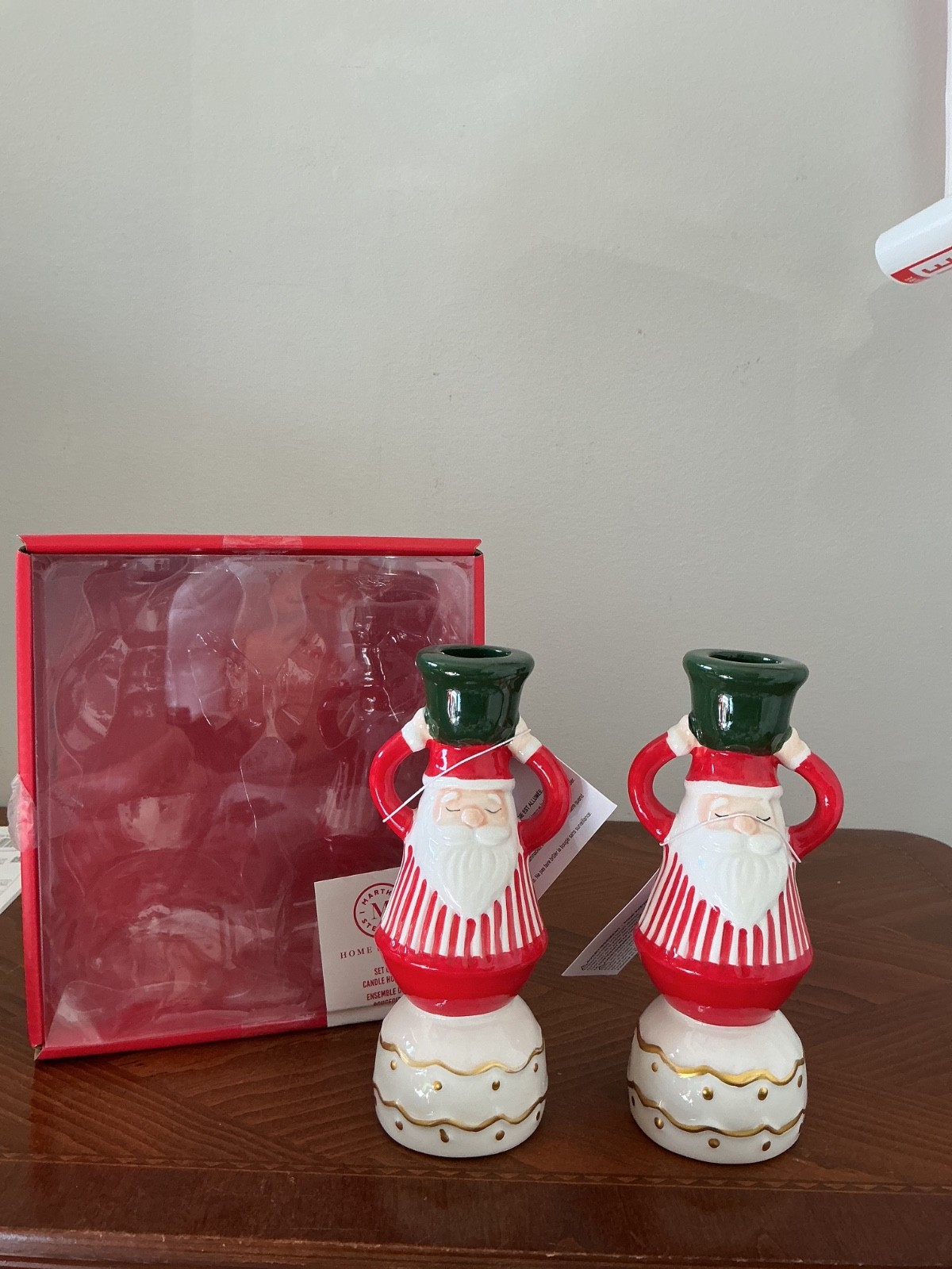 Martha Stewart ceramic Santa Claus Candlestick Holders Martha Stewart ceramic Santa Claus Candlestick Holders
