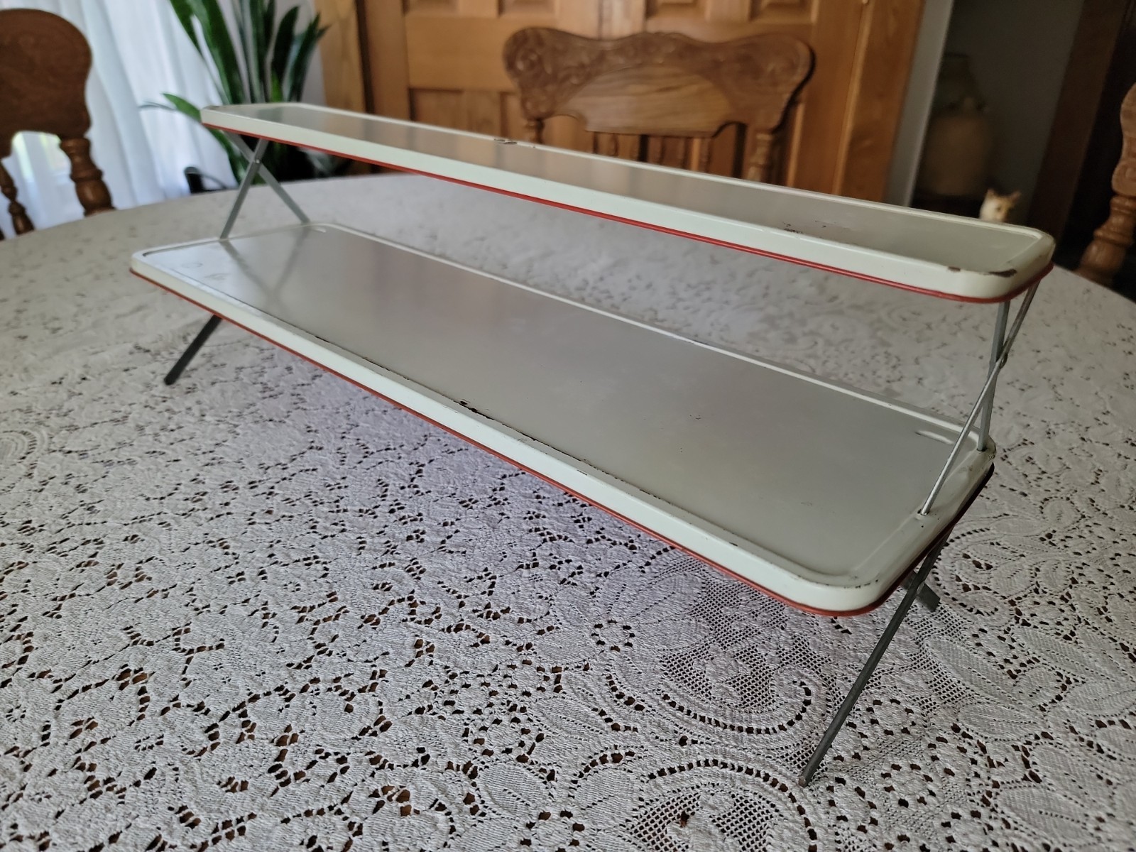 Vintage Ted White Enameled Hoosier Cabinet Spice Rack Shelf Folding 19.75