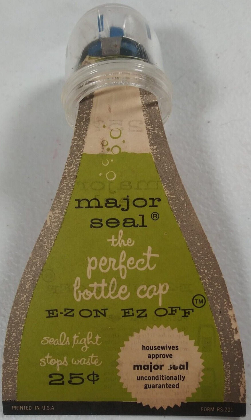 Major Seal Corp Perfect Bottle Cap 1955 Vintage Clear Stocking Stuffer USA Made