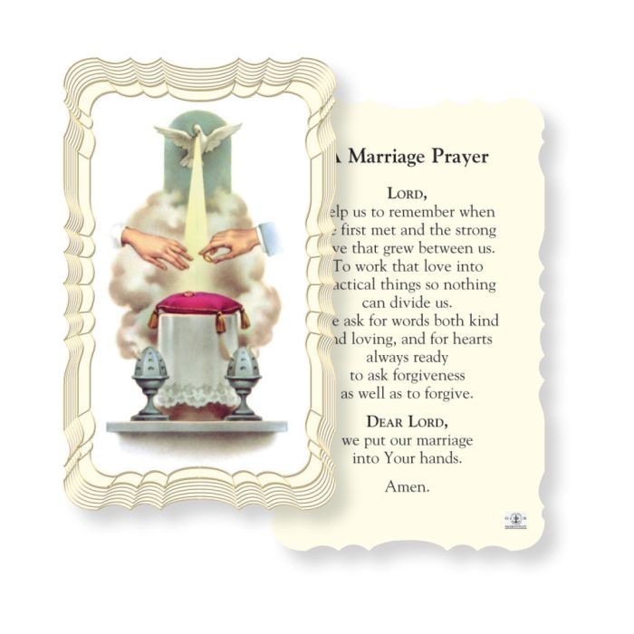A Marriage Prayer - Scallop Paperstock Holy Card G50-713
