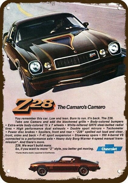 1977 CHEVY CAMARO Z28 Sports Car Vintage-Look-Edge DECORATIVE REPLICA METAL SIGN 1977 CHEVY CAMARO Z28 Sports Car Vintage-Look-Edge DECORATIVE REPLICA METAL SIGN