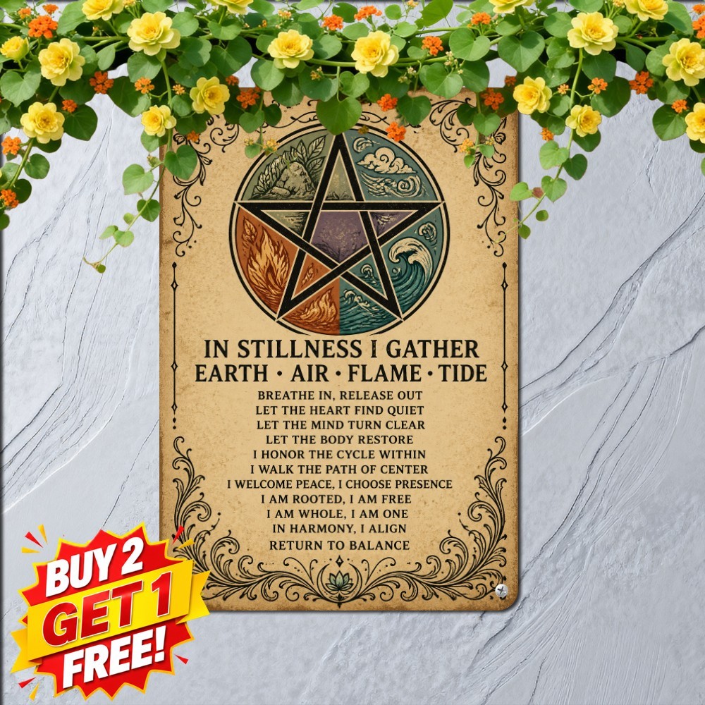 Mindful Serenity Meditation Sign Spiritual Healing Quote Metal Tin Plaque