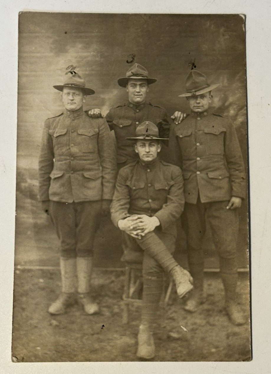WWI soldiers real photo postcard with names Unposted RPPC (16C) WWI soldiers real photo postcard with names Unposted RPPC (16C)