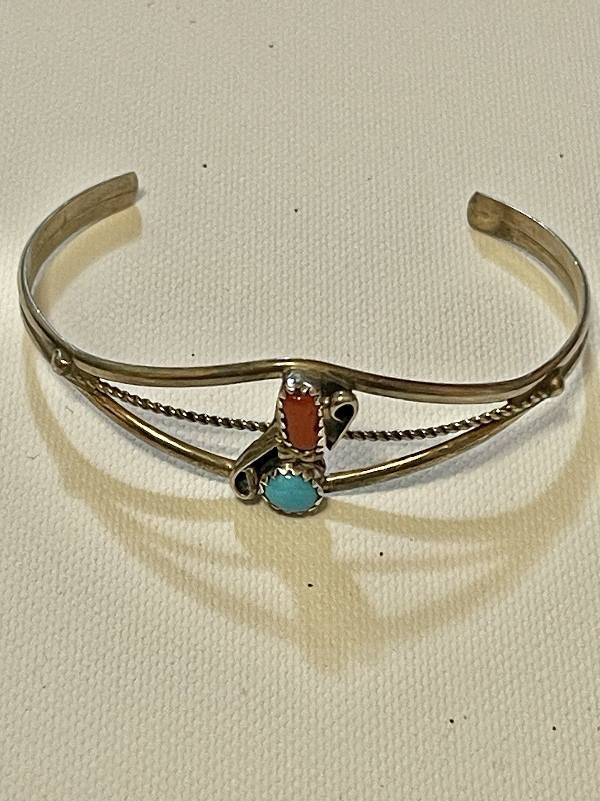 Vtg Sterling  Native American Navajo Turquoise  Cuff Bracelet Sz 6 -6.25”