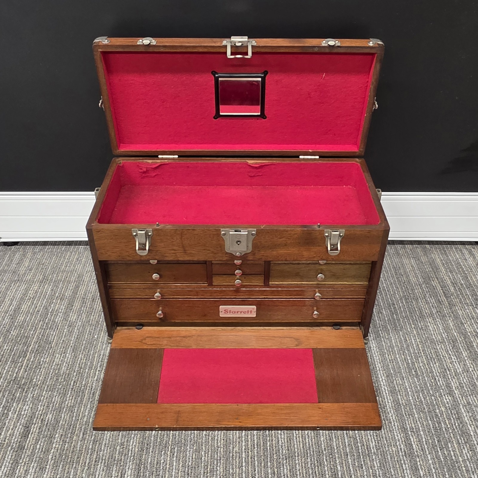 RARE Starrett Gerstner 200W Mahogany Machinist Tool Chest 9-Drawer Eagle Lock