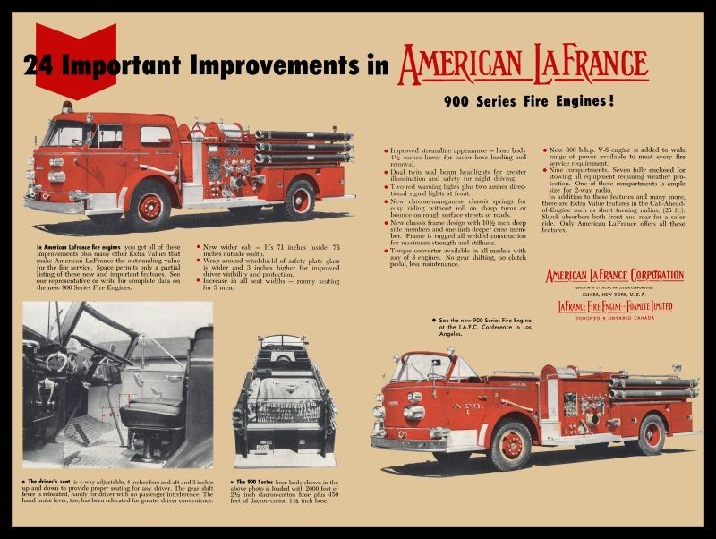 1958 ALFCO American LaFrance 900 Series Fire Engine NEW Metal Sign: 12 x 16\