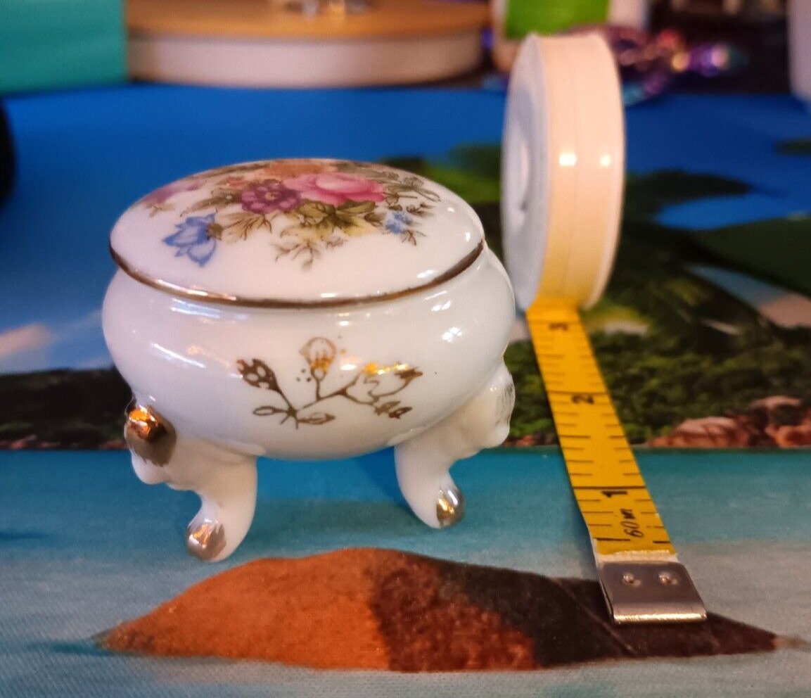 Vintage tiny Porcelain ?  Trinket Box Roses Beautiful  numbered