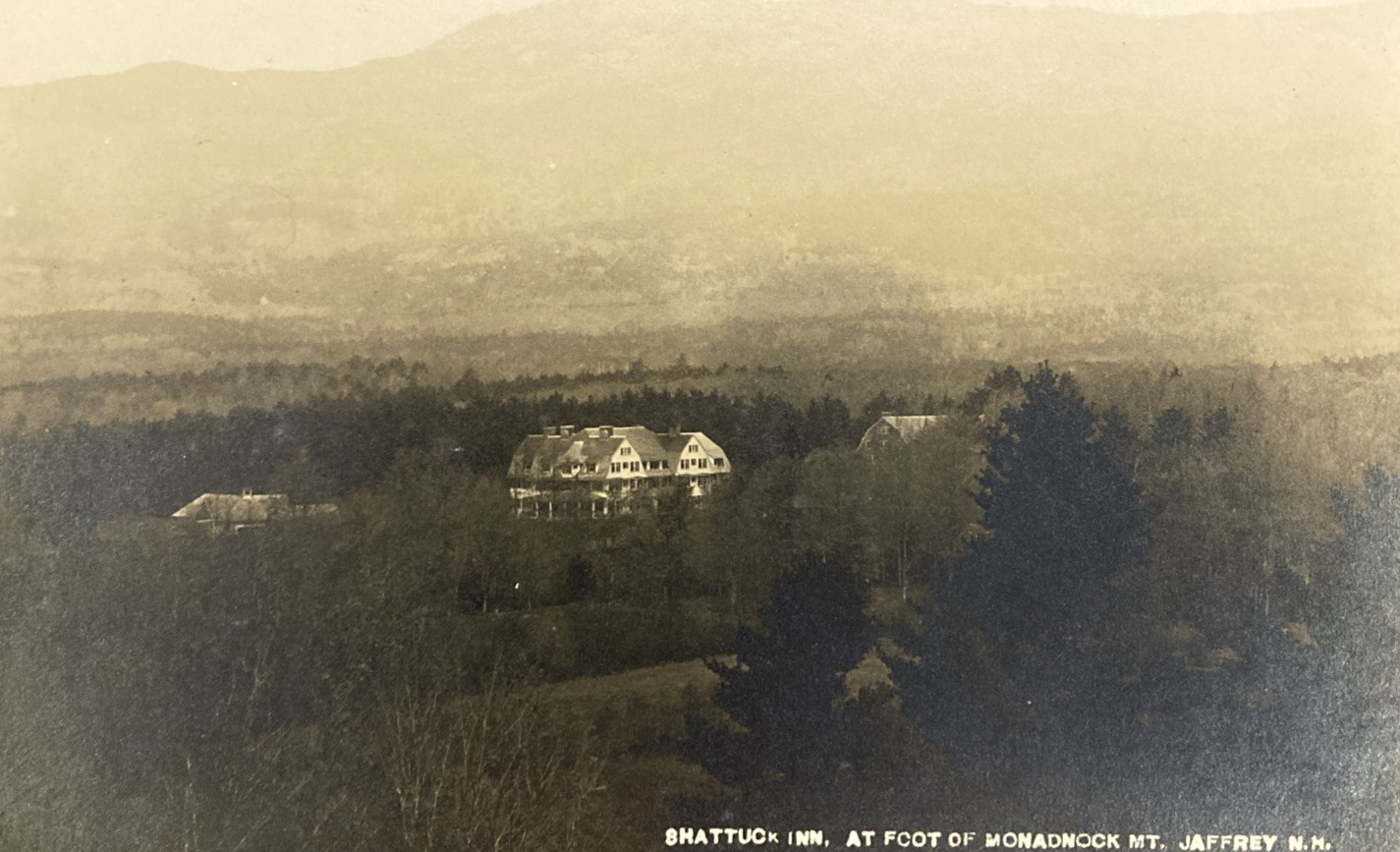 c1915 Jaffrey NH Shattuck Inn Birds Eye View Foot Of Monadnock Mountain RPPC