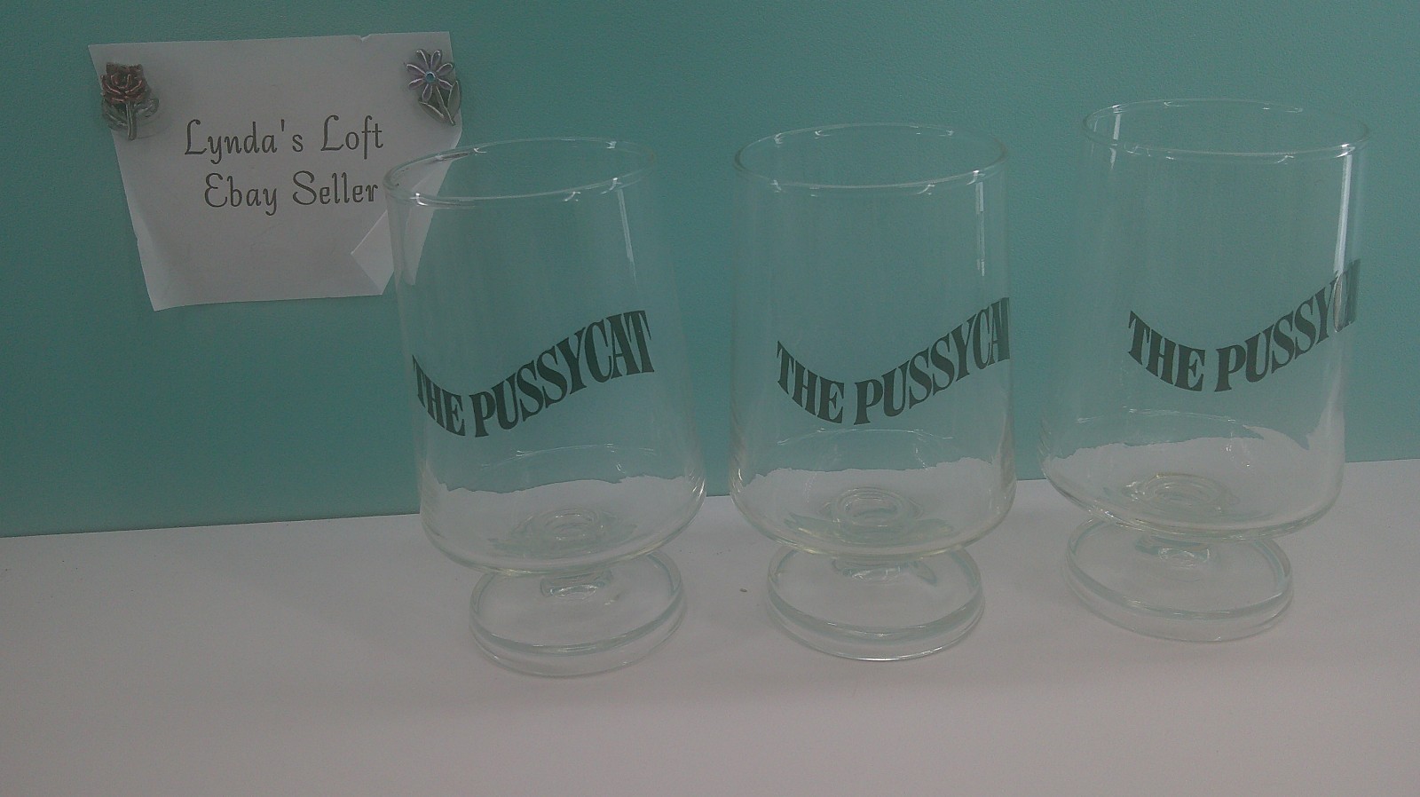 Vintage Early Times Whiskey Glass The Pussycat Pedestal Cocktail 5” Set of 3