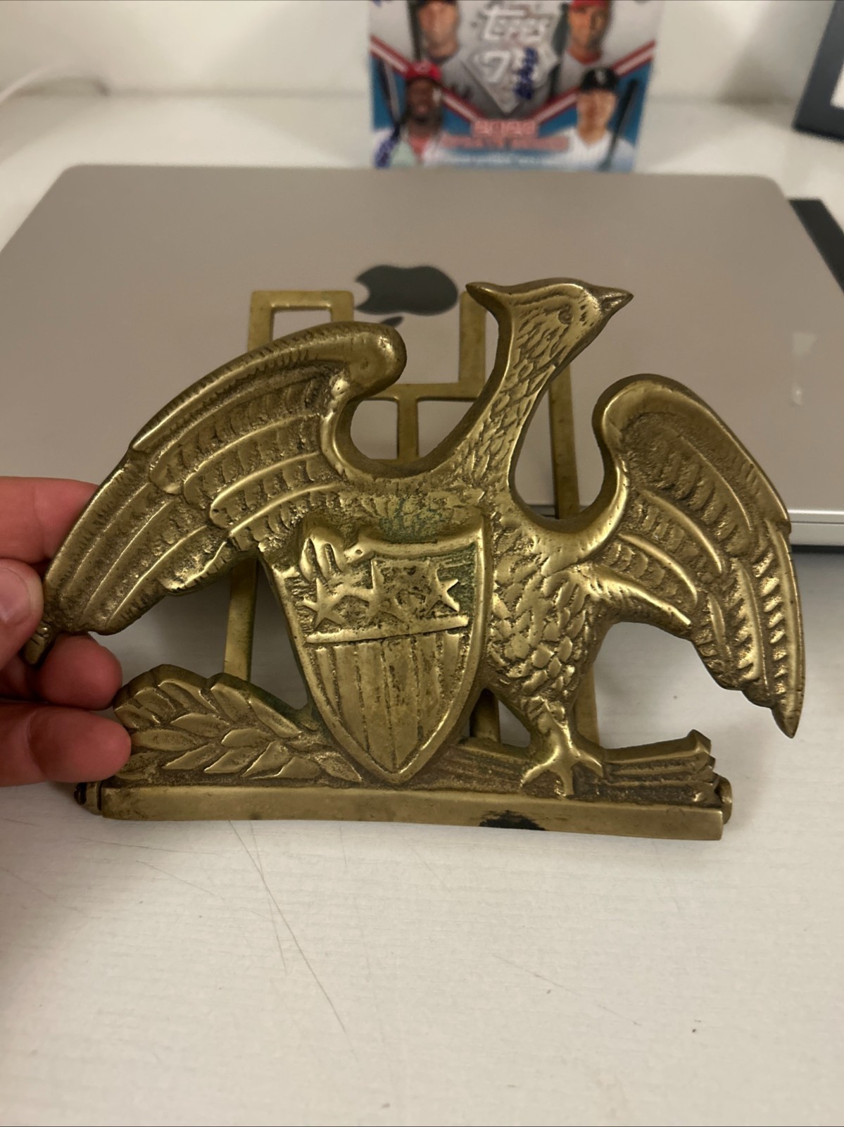 VTG Virginia Metalcrafters Brass Eagle Trivet/Door Stop Decorative Eagle/Shield