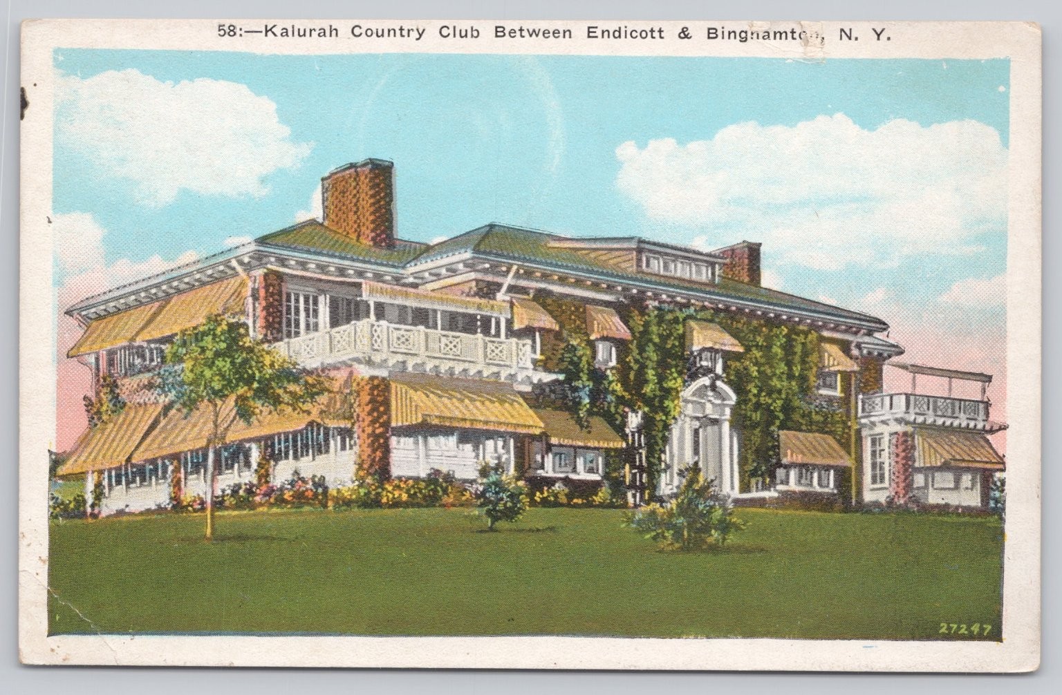 Vintage Kalurah Country Club Postcard Between Endicott & Binghamton NY