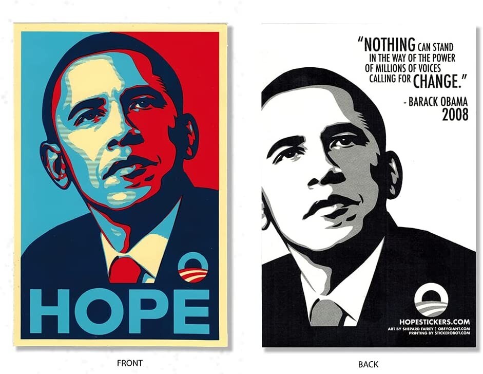 Authentic 2008 Barack Obama HOPE Sticker 6”x4” by Shepard Fairey obey giant art
