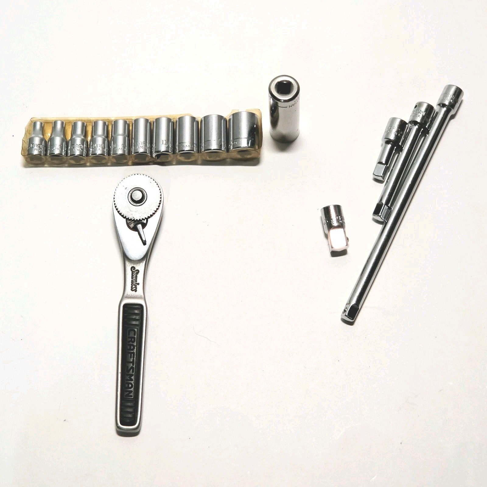 Vintage Craftsman Sears Best Stainless 1/4 Ratchet 43761 Sockets Extensions 