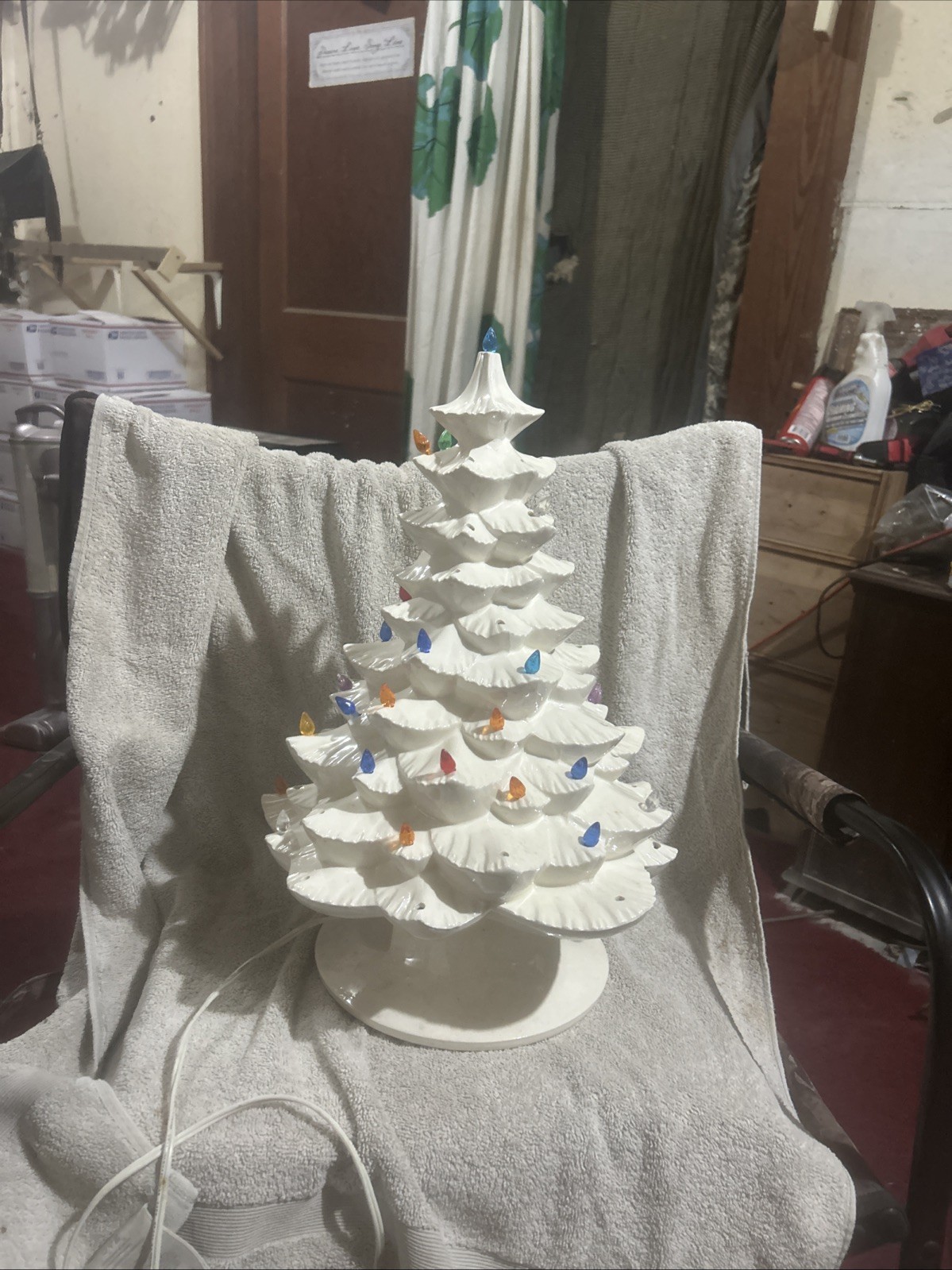 RARE Vintage 1960s Mid Century Modern Arnels White Ceramic Christmas Tree 19