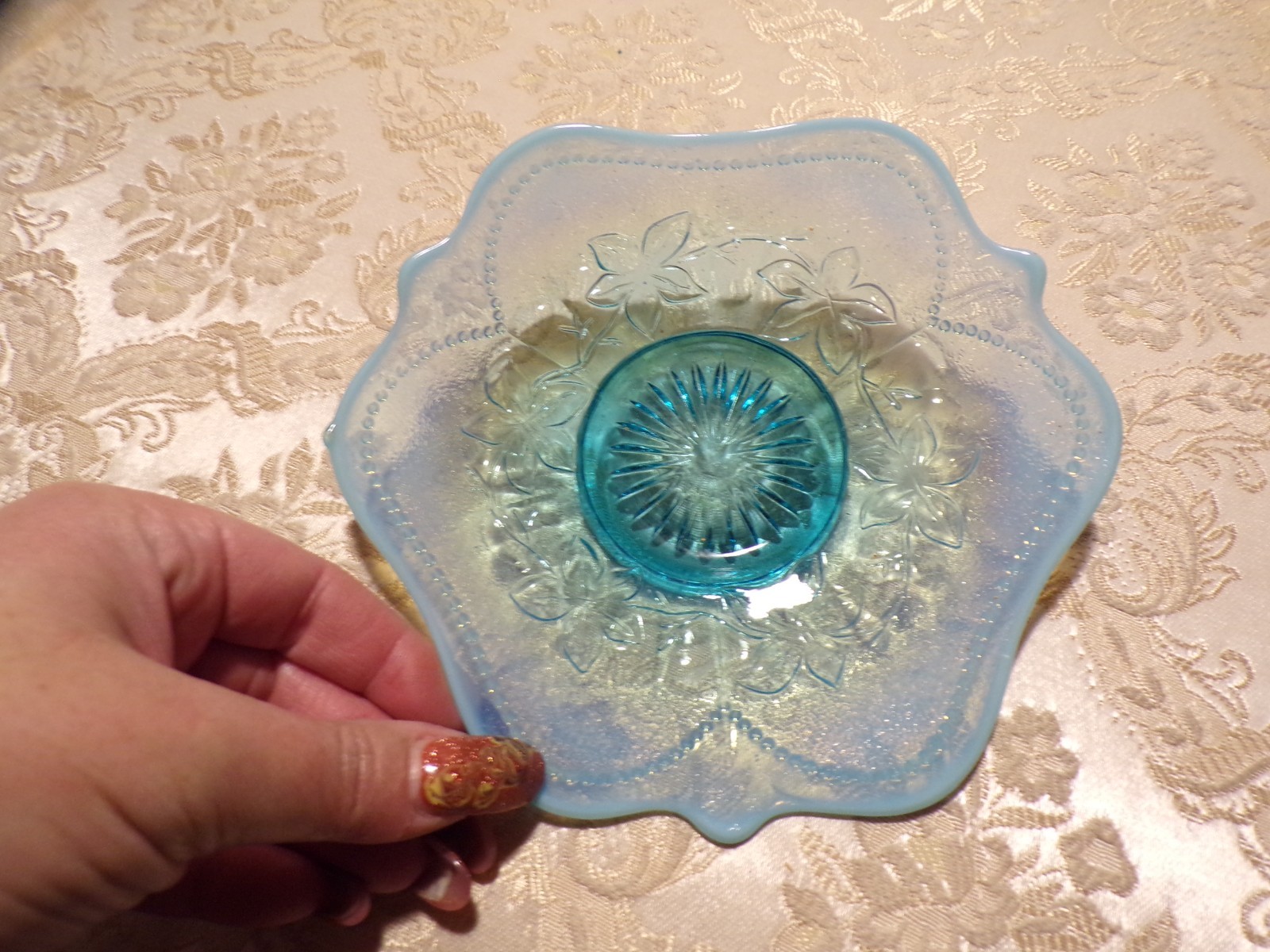 VTG Blue Opalescent Dish