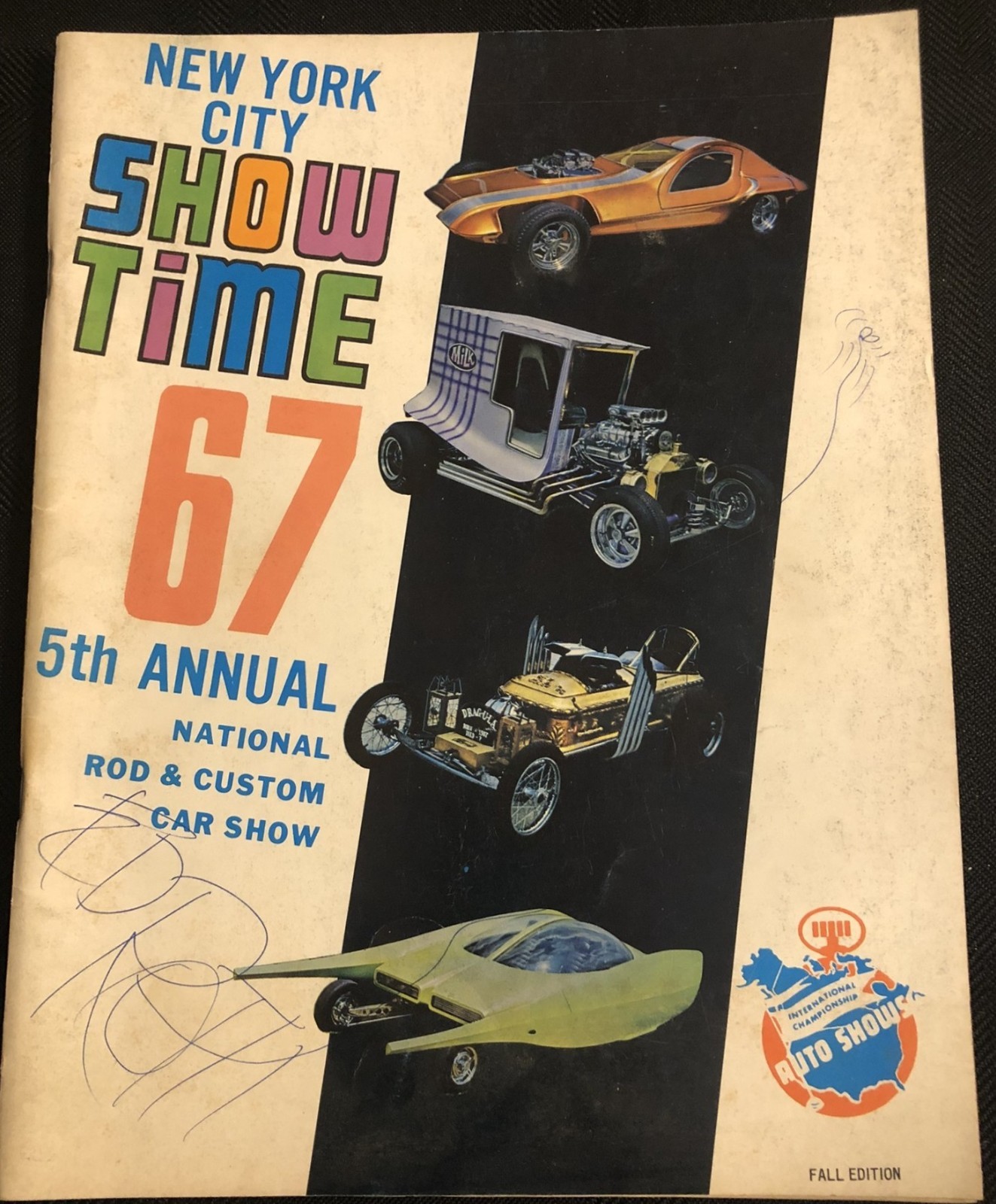 Vtg 1967 NYC Rod Custom Car Show Program SIGNED Ed Big Daddy Roth Drag-U-La MPC