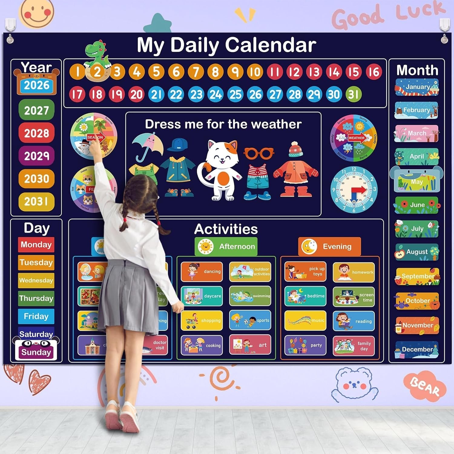 My Daily Calendar for Kids, 3.3Ft Felt Board for Toddler Kids Preschool Calen... My Daily Calendar for Kids, 3.3Ft Felt Board for Toddler Kids Preschool Calen...