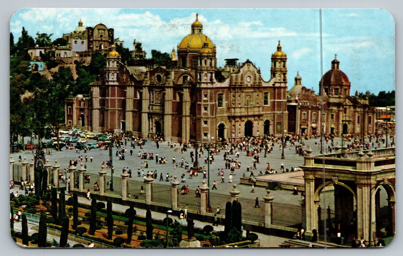 Vintage Mexico Basilica of Guadalupe Panoramic View Postcard 1978