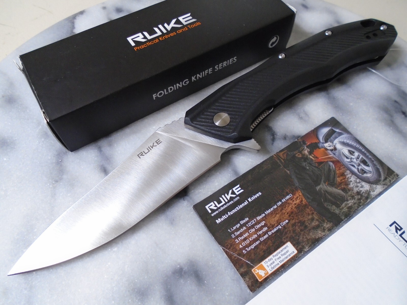 Ruike Ball Bearing Pivot Pocket Knife D198-PB Folder 8Cr13MoV FRN 9\