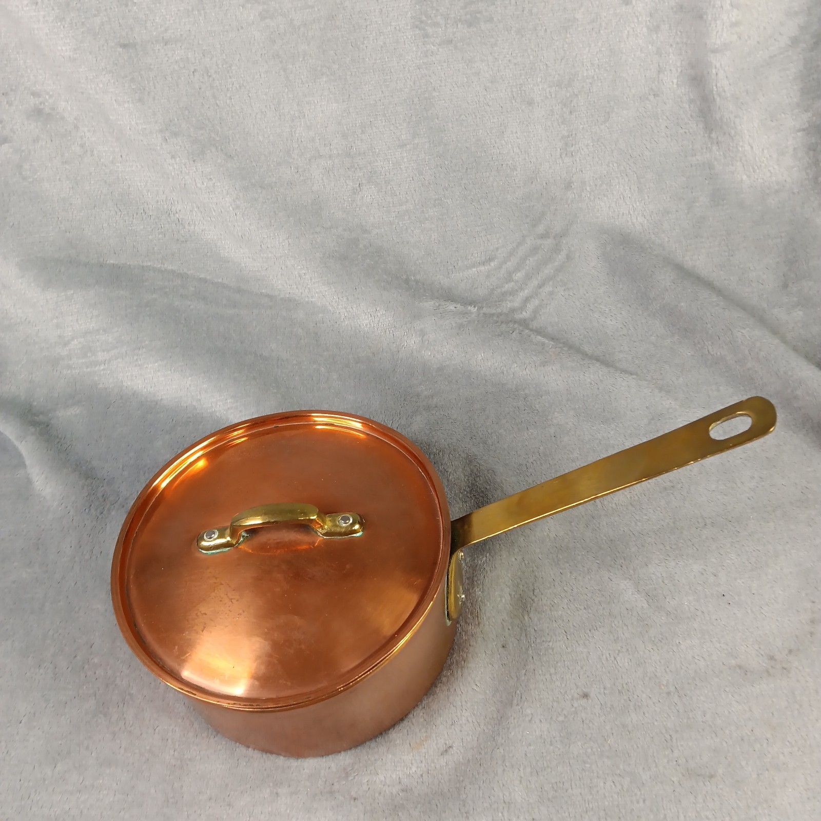 JJURO Copper & Brass 5 5” Sauce Pan w/Lid Vintage Made In Greece