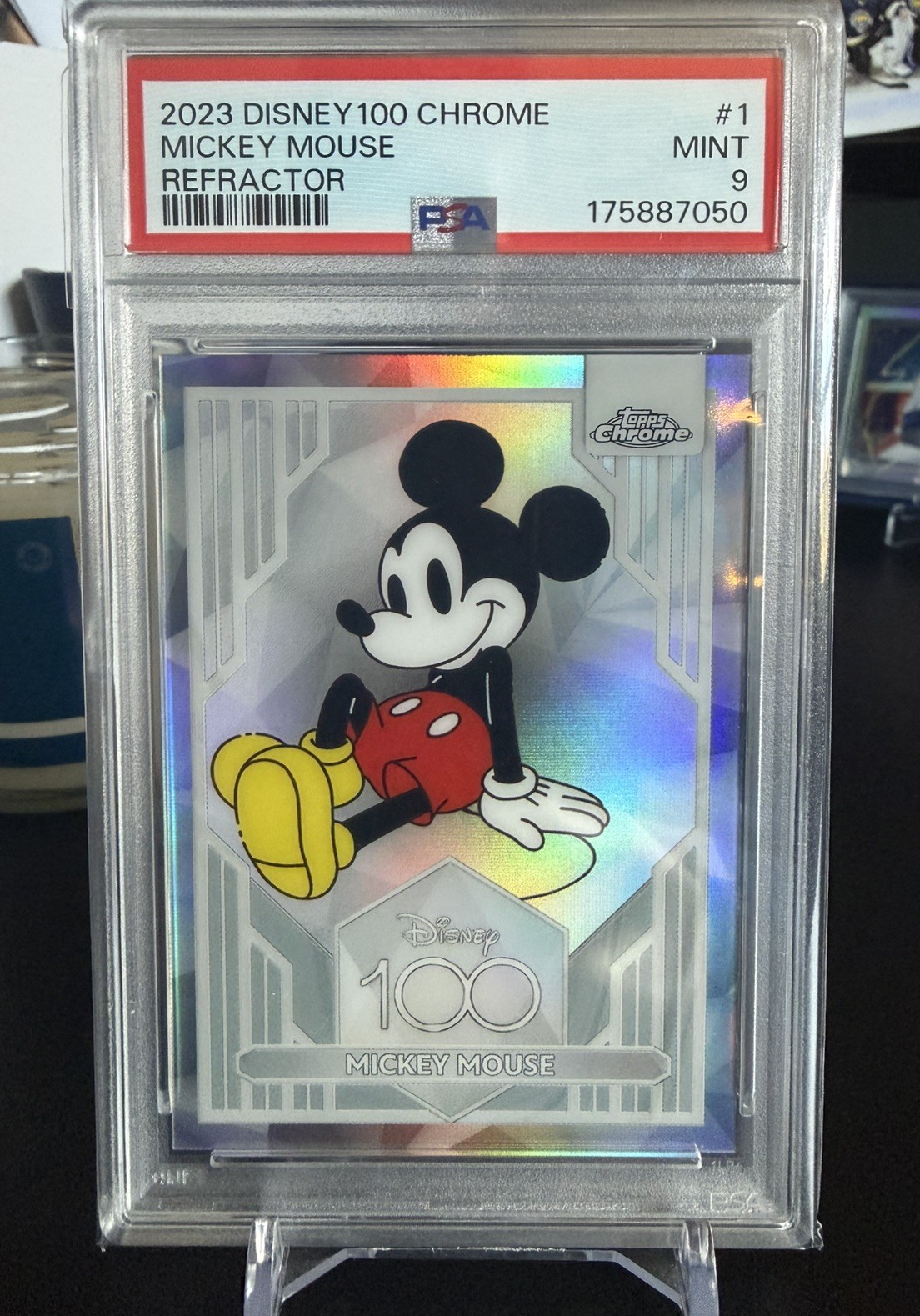 2023 Disney 100 Topps Chrome Mickey Mouse Refractor #1 PSA 9 Card
