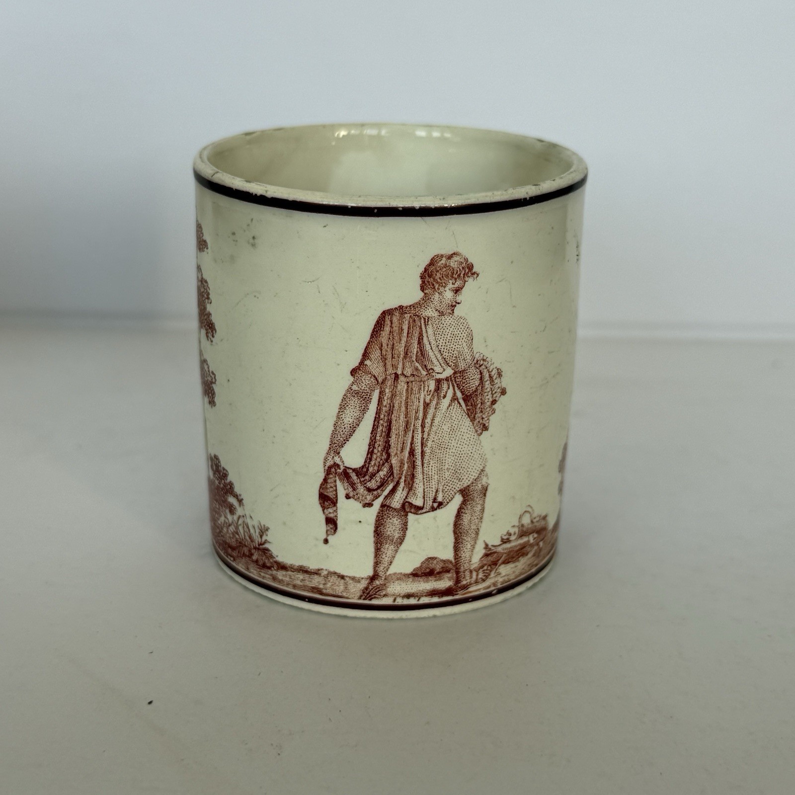 Antique French Coffee Can c1810 Stone Coquerel Le Gros Creil Transferware Cup