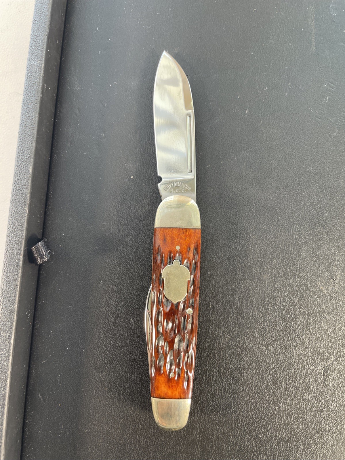CATTARAUGUS 1989 Japan CM-14 Folding Pocket Knife Jigged Bone