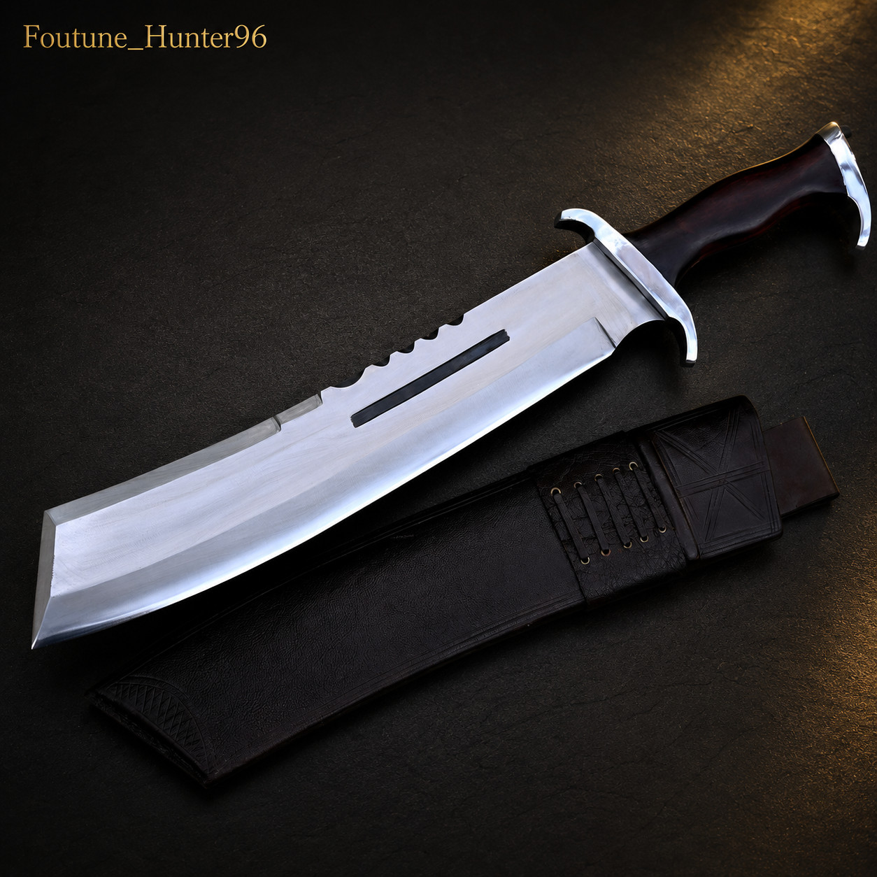 15in Machete Full Tang Carbon Steel Heavy Duty Jungle Survival Knife with Sheath