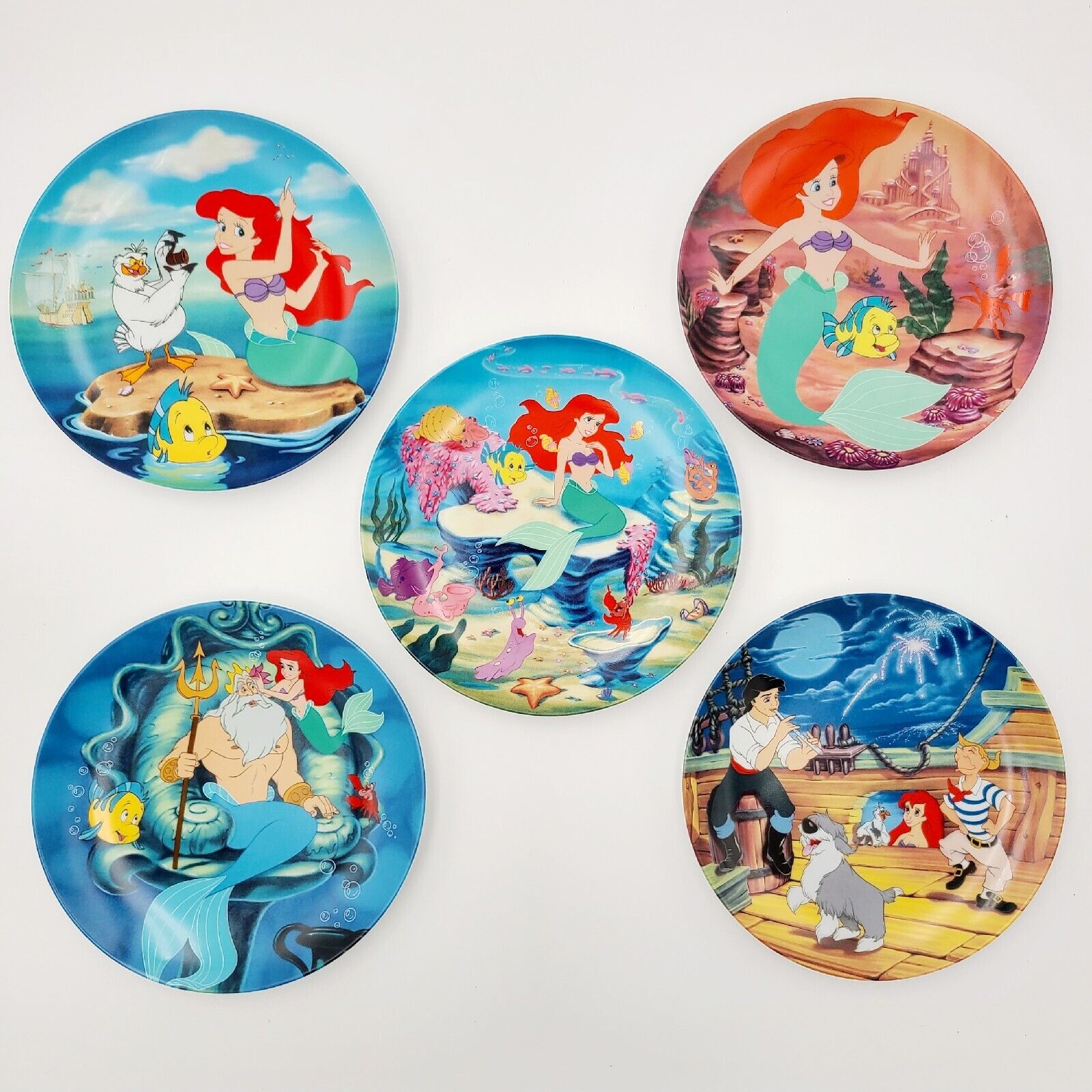 Disney Set of 5 Little Mermaid Bradford Exchange Knowles Porcelain Plates 7.5\