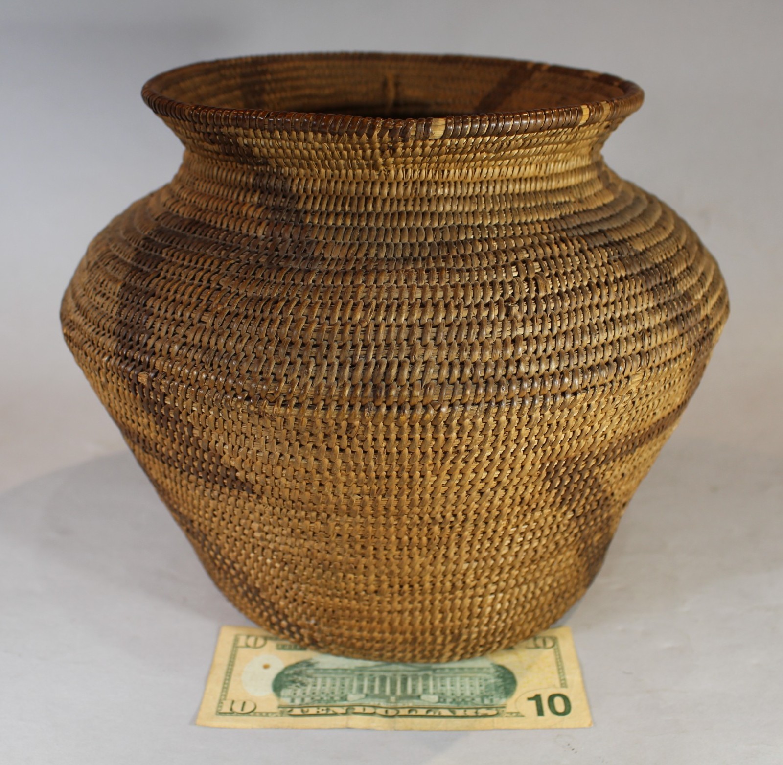 Large Antique Pima Indian Olla Basket 10.25