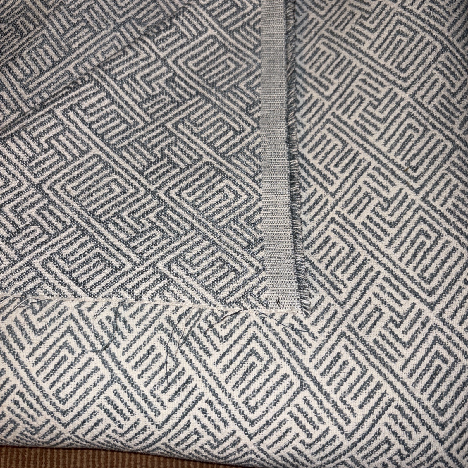 Vintage Upholstery Fabric Material 56” X 92” blue-green Cream/White Woven chain 
