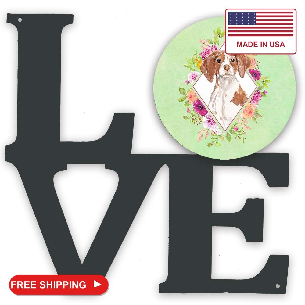 Caroline's Treasures CK4414WALV Brittany Spaniel Green Flowers Metal Wall Artwor