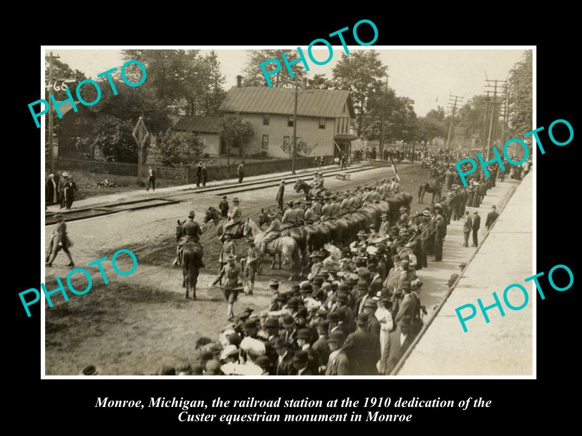 8x6 HISTORIC PHOTO OF MONROE MICHIGAN THE CUSTER DEDICATION & STATION c1910