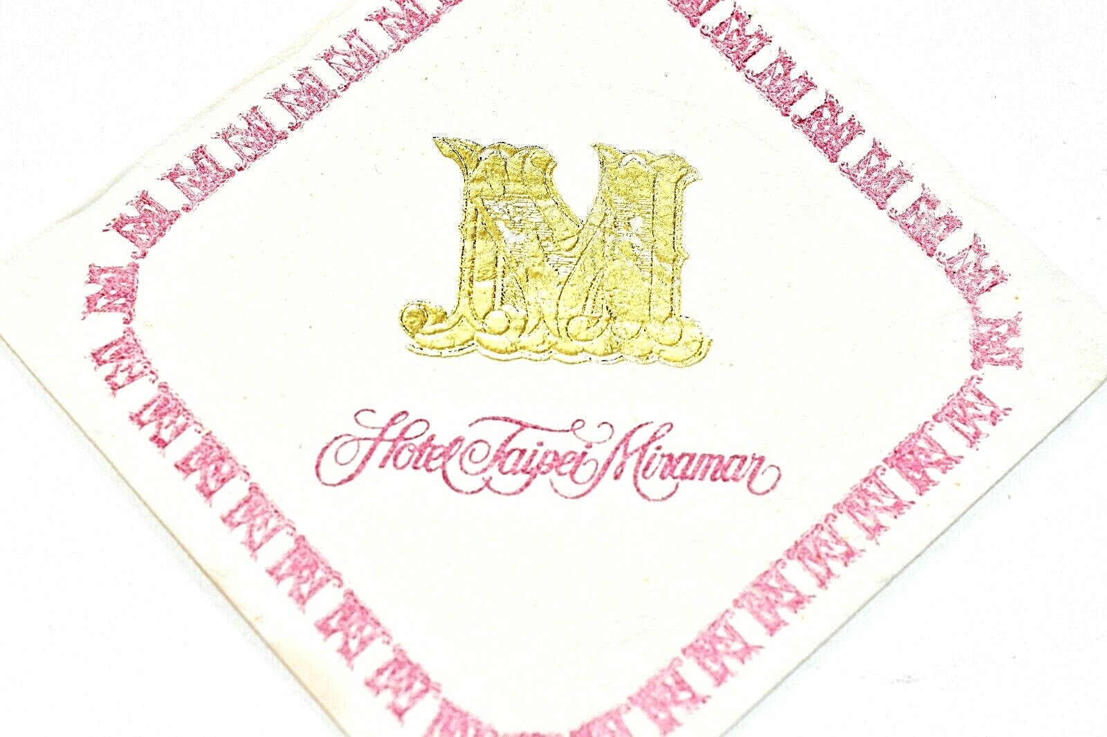Ephemera Cocktail Napkin Hotel Taipei Miramar Advertisement Gold Leaf L1A 